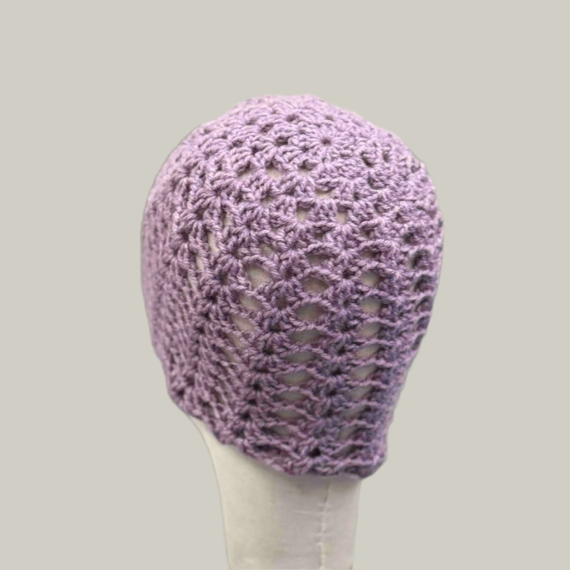 Maeve Open Lace Double Crochet Adult Beanie 51-66cm H 23cm HeyBou - Made by Lisa