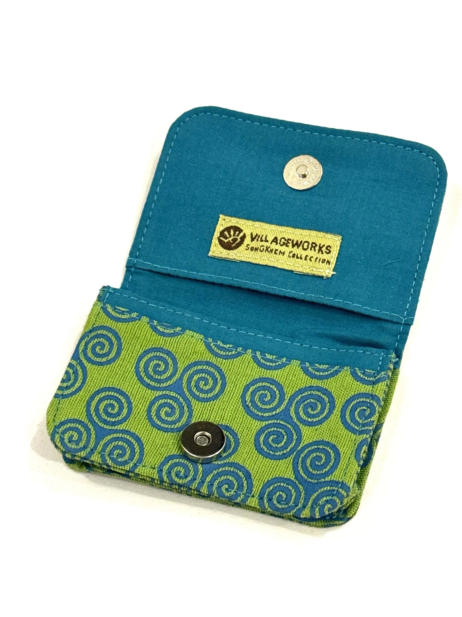 Mini Wallet / Card Holder Green or Purple Village Works