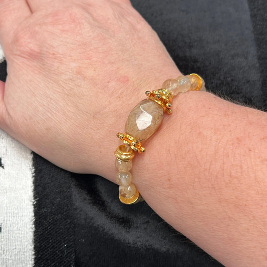 Natural Stone Champagne Stone beads Bracelet Hey Bou