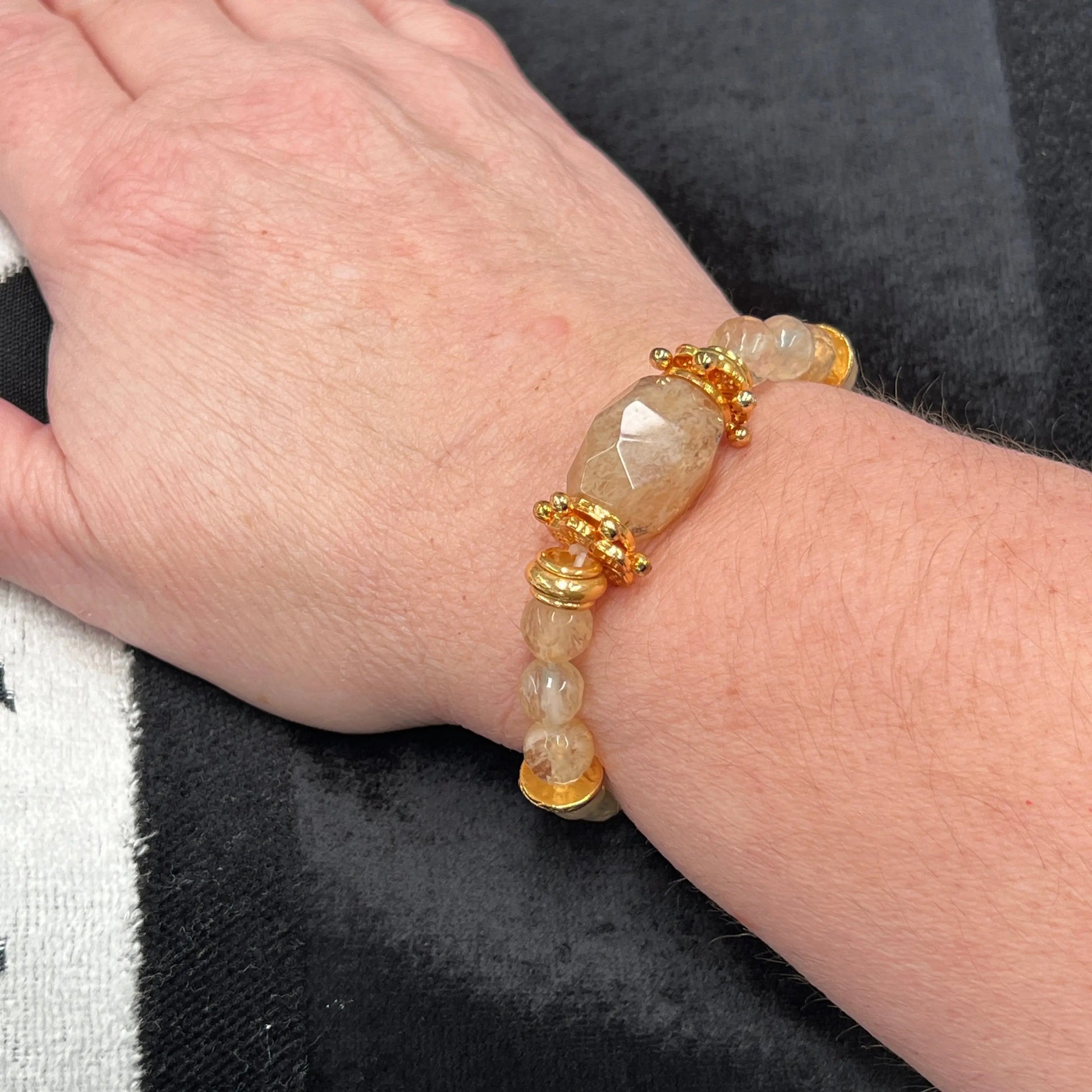 Natural Stone Champagne Stone beads Bracelet Hey Bou