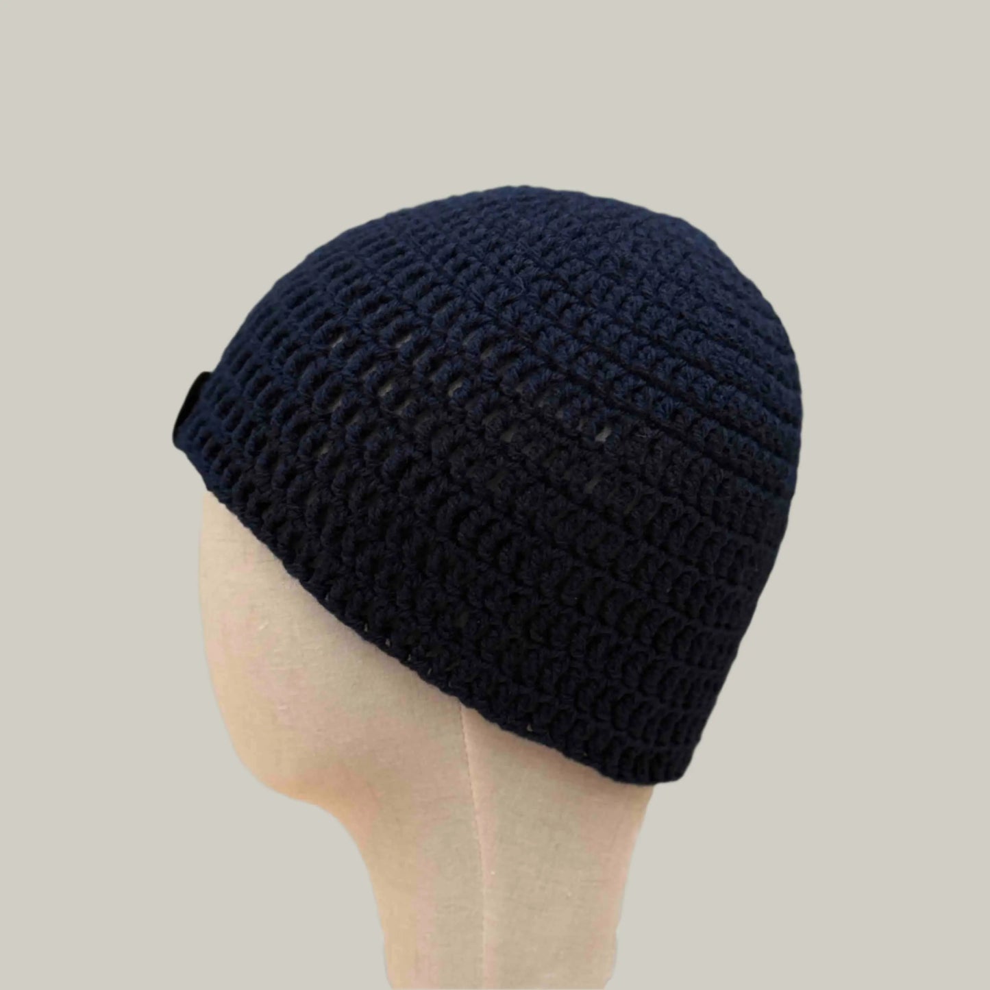 Navy Treble Crochet Adult Beanie 53-67cm H 21cm HeyBou - Made by Lisa