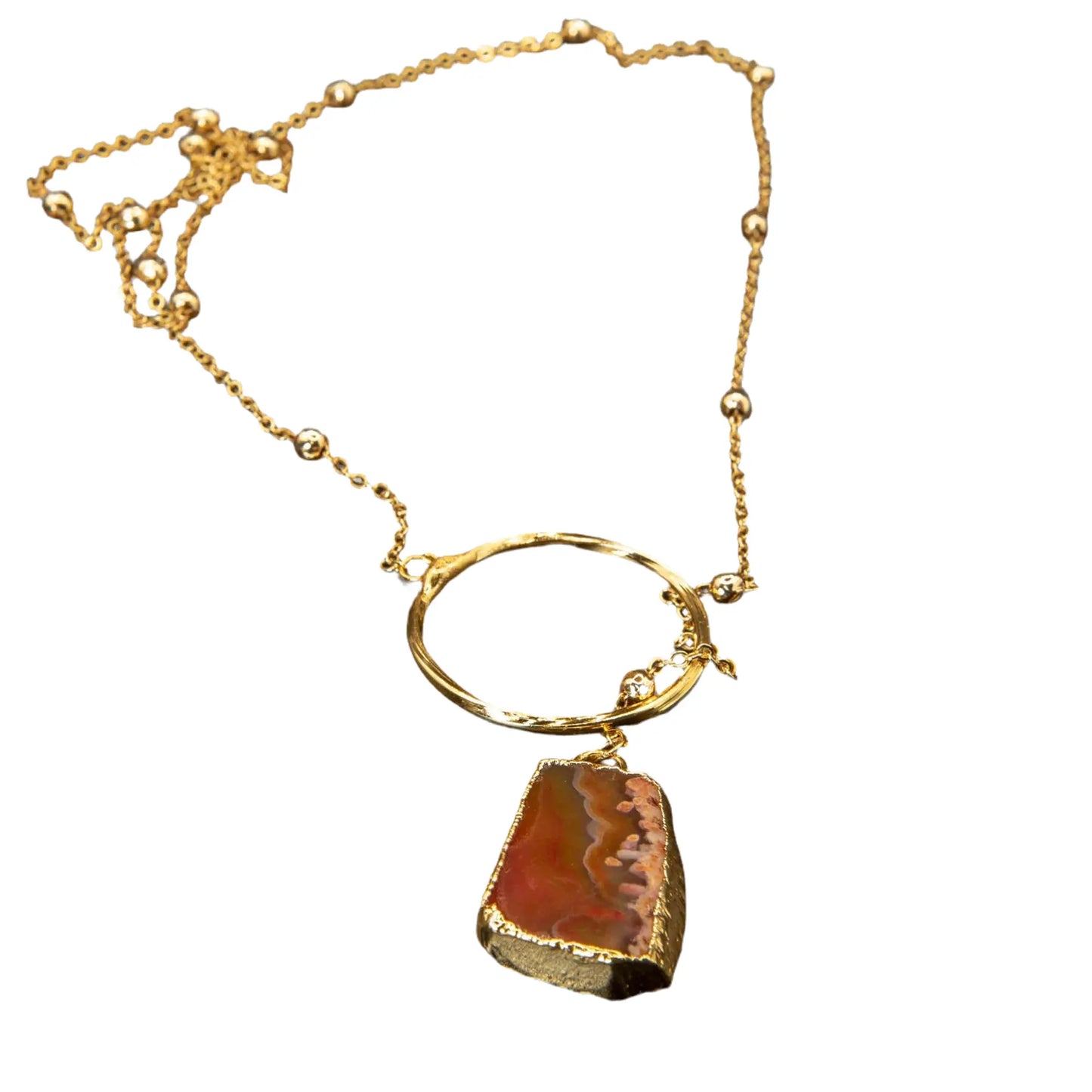 Agate Natural Stone Gold Plated Necklaces Hey Bou