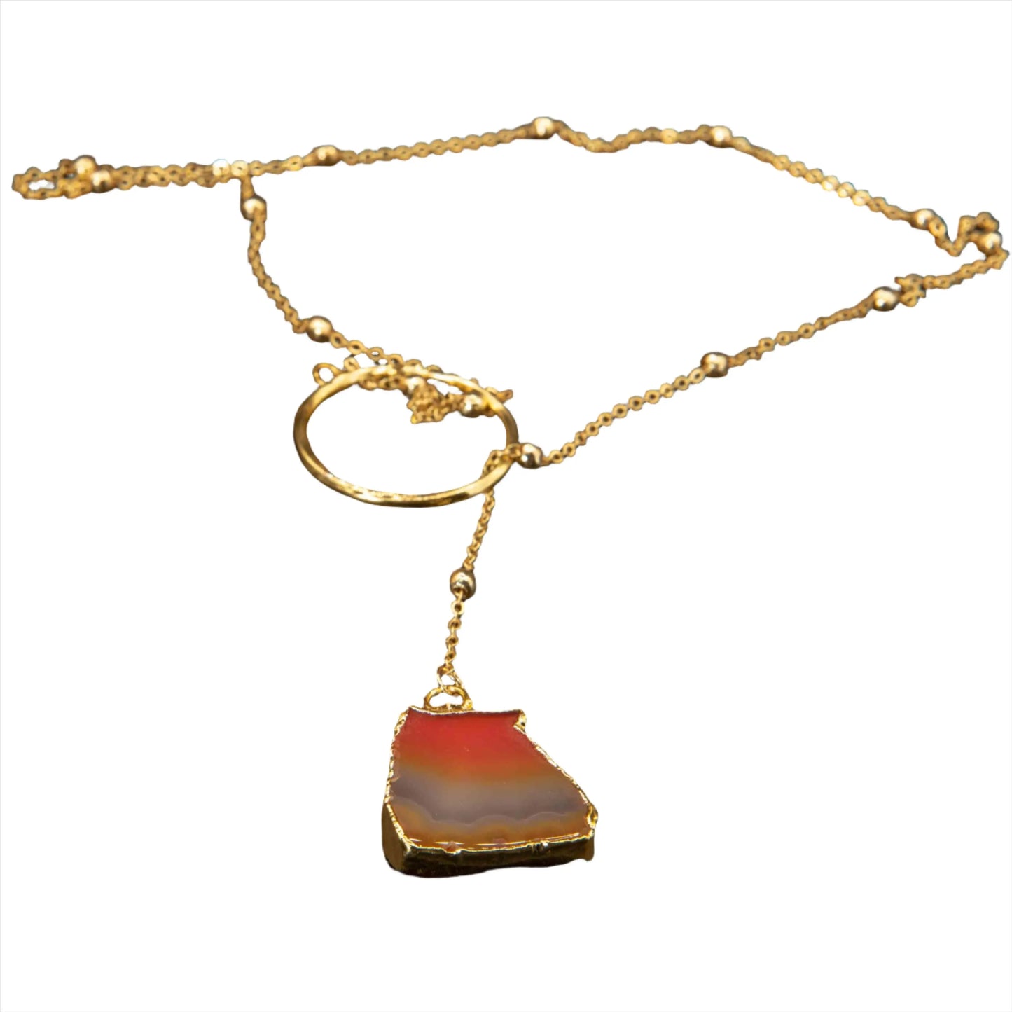 Agate Natural Stone Gold Plated Necklaces Hey Bou
