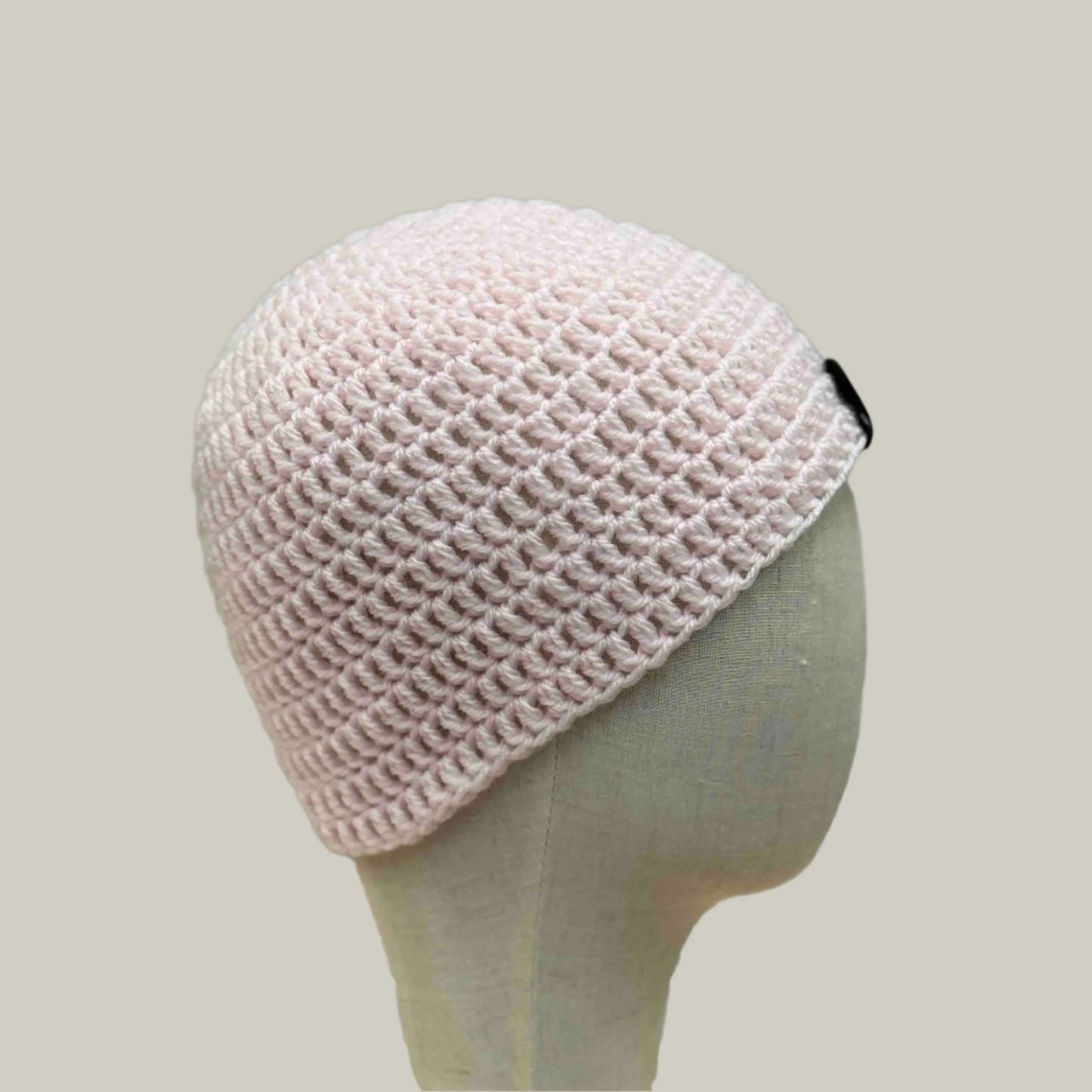 Pale Pink Double Crochet Adult Beanie 54-68cm H 19cm HeyBou - Made by Lisa