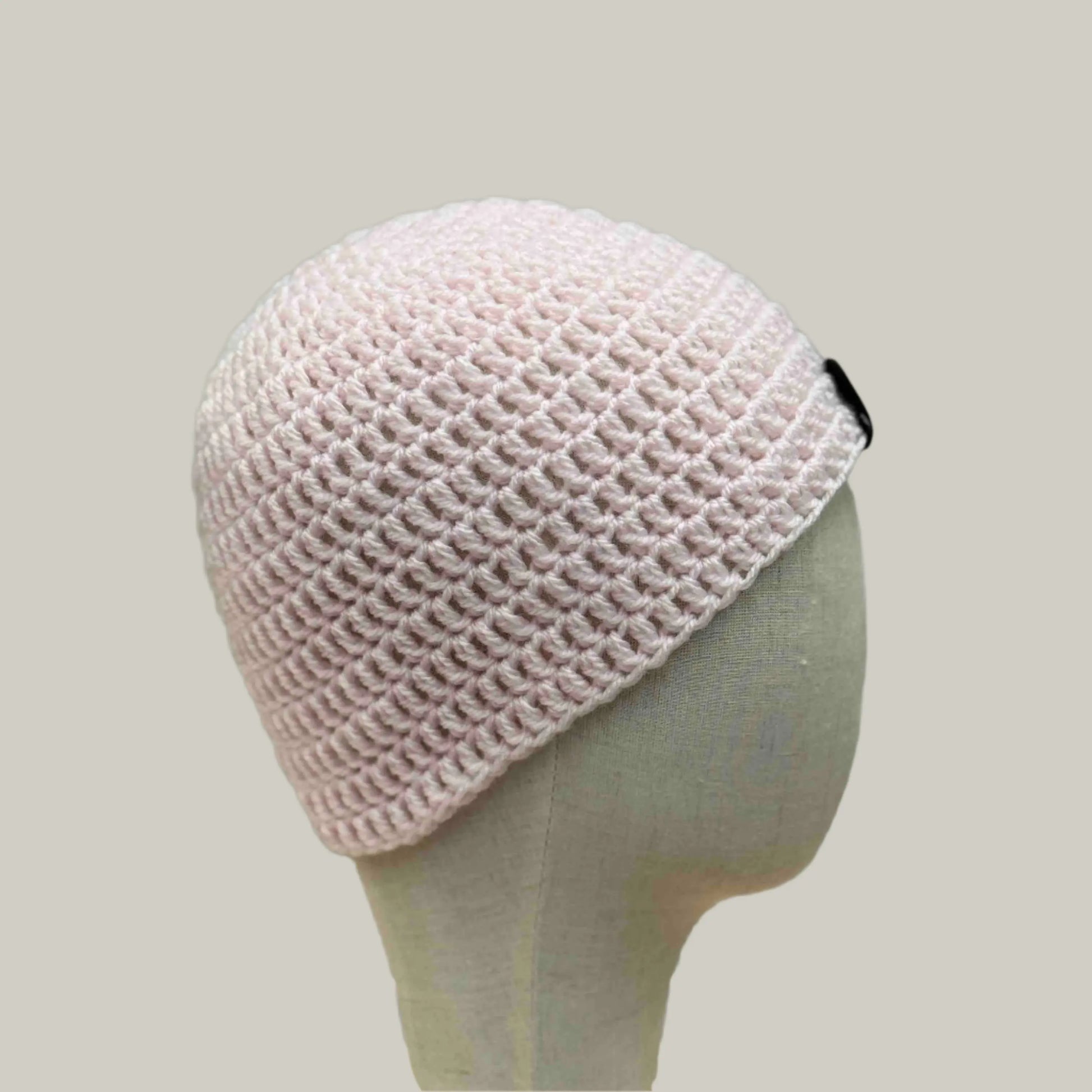 Pale Pink Double Crochet Adult Beanie 54-68cm H 19cm HeyBou - Made by Lisa