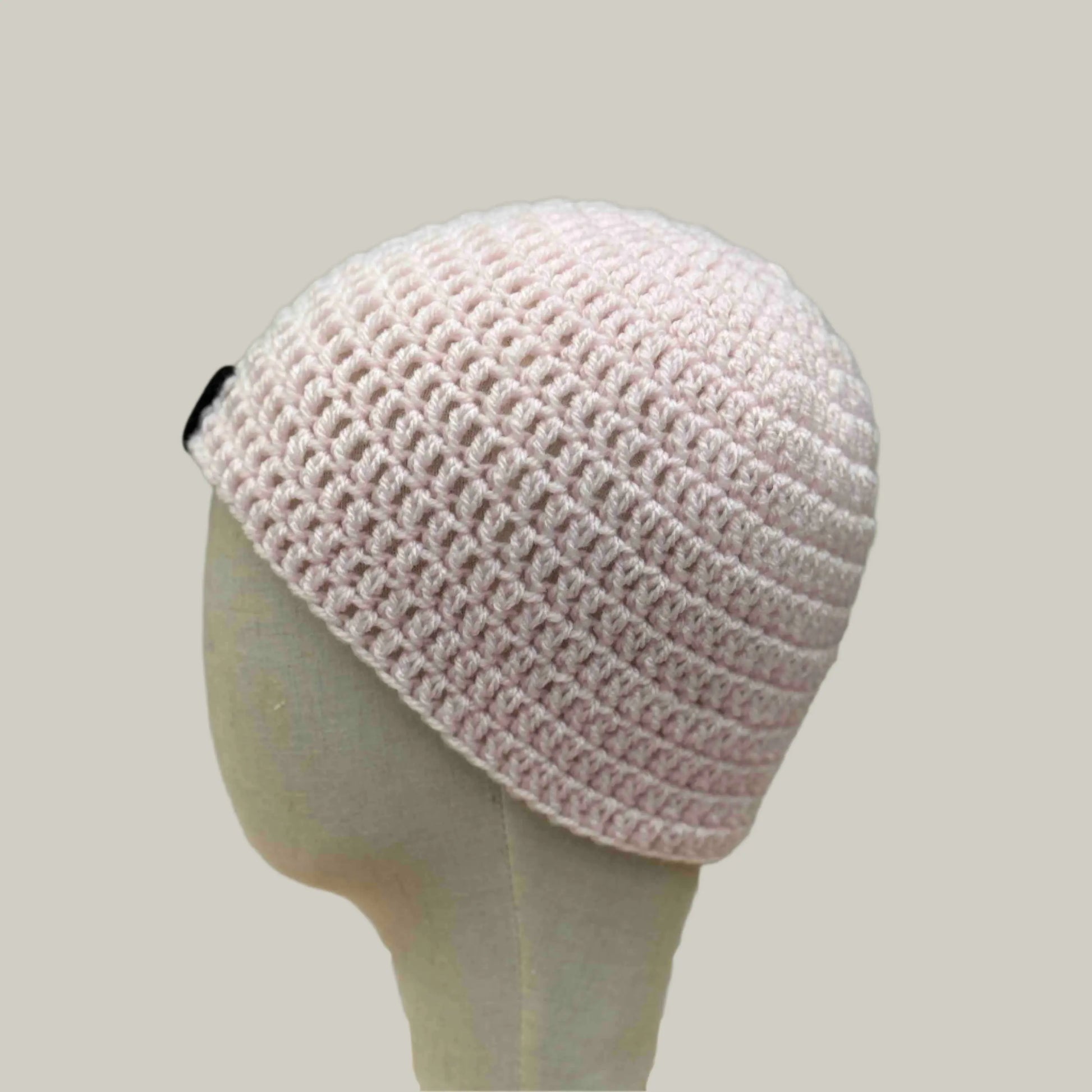 Pale Pink Double Crochet Adult Beanie 54-68cm H 19cm HeyBou - Made by Lisa