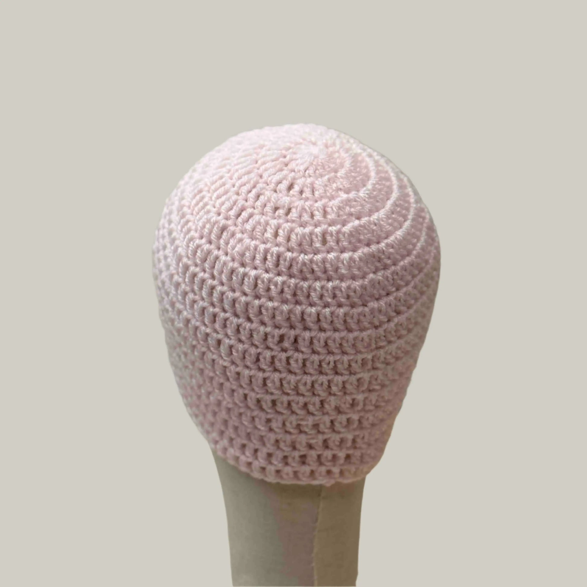 Pale Pink Double Crochet Adult Beanie 54-68cm H 19cm HeyBou - Made by Lisa