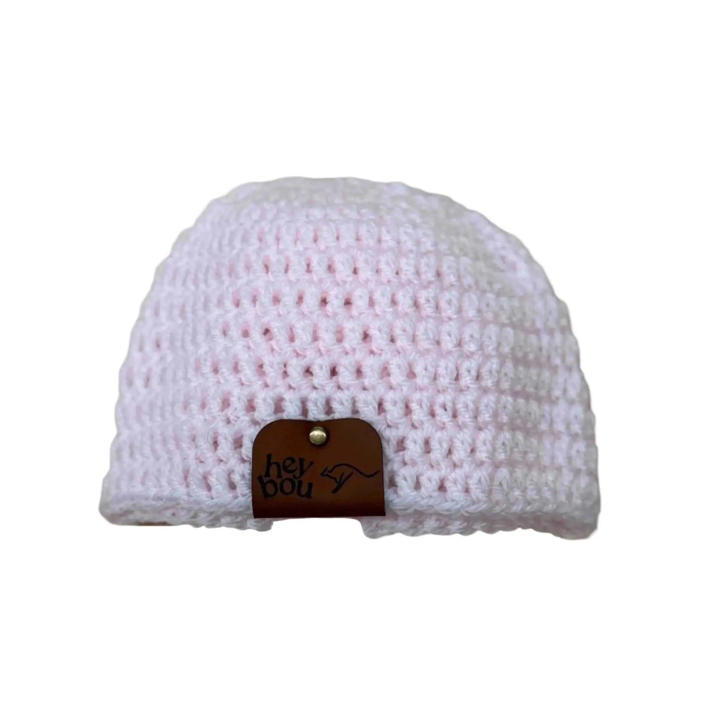 Pale Pink Double Crochet Baby/Child Beanie 40-53cm H 14cm HeyBou - Made by Lisa