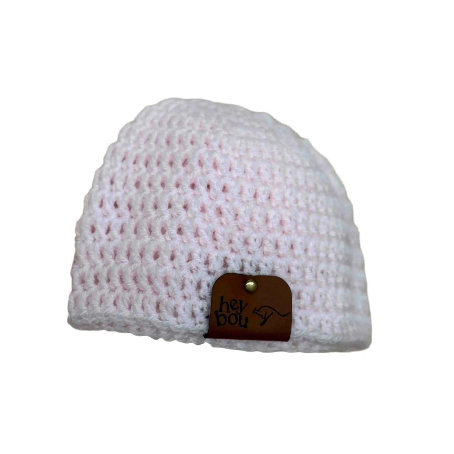 Pale Pink Double Crochet Baby/Child Beanie 40-53cm H 14cm HeyBou - Made by Lisa