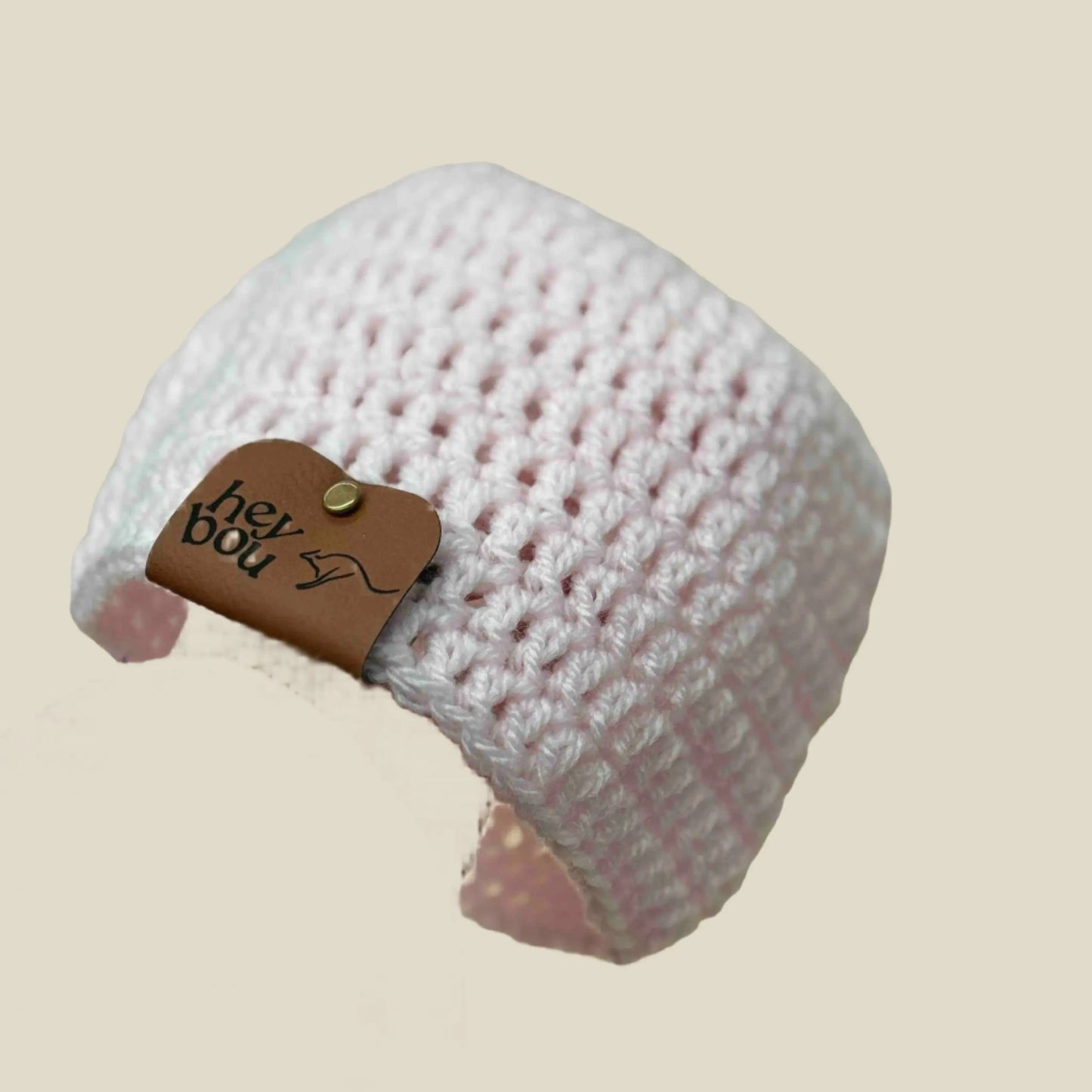 Pale Pink Double Crochet Baby/Child Beanie 40-53cm H 14cm HeyBou - Made by Lisa