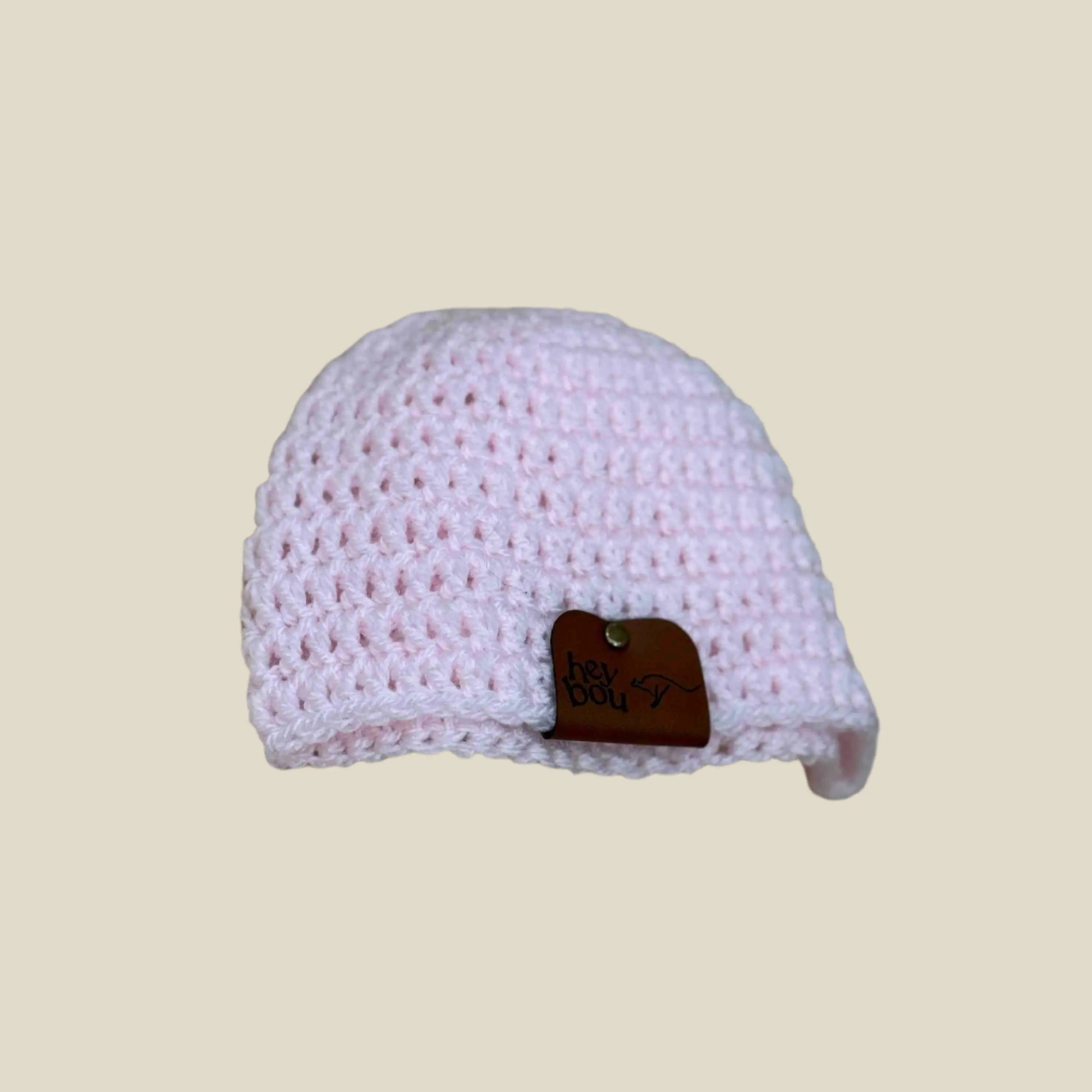 Pale Pink Double Crochet Child Beanie 41-55cm H 14cm HeyBou - Made by Lisa