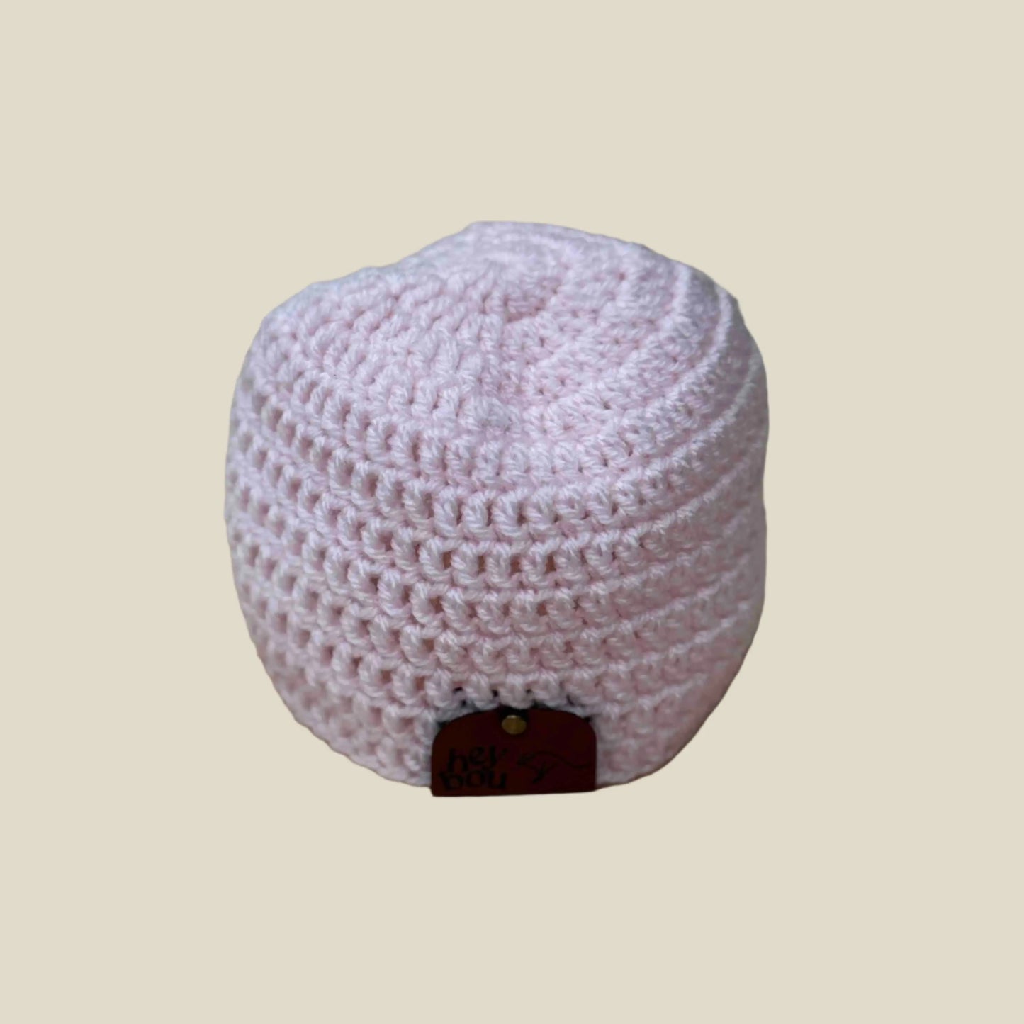 Pale Pink Double Crochet Child Beanie 41-55cm H 14cm HeyBou - Made by Lisa
