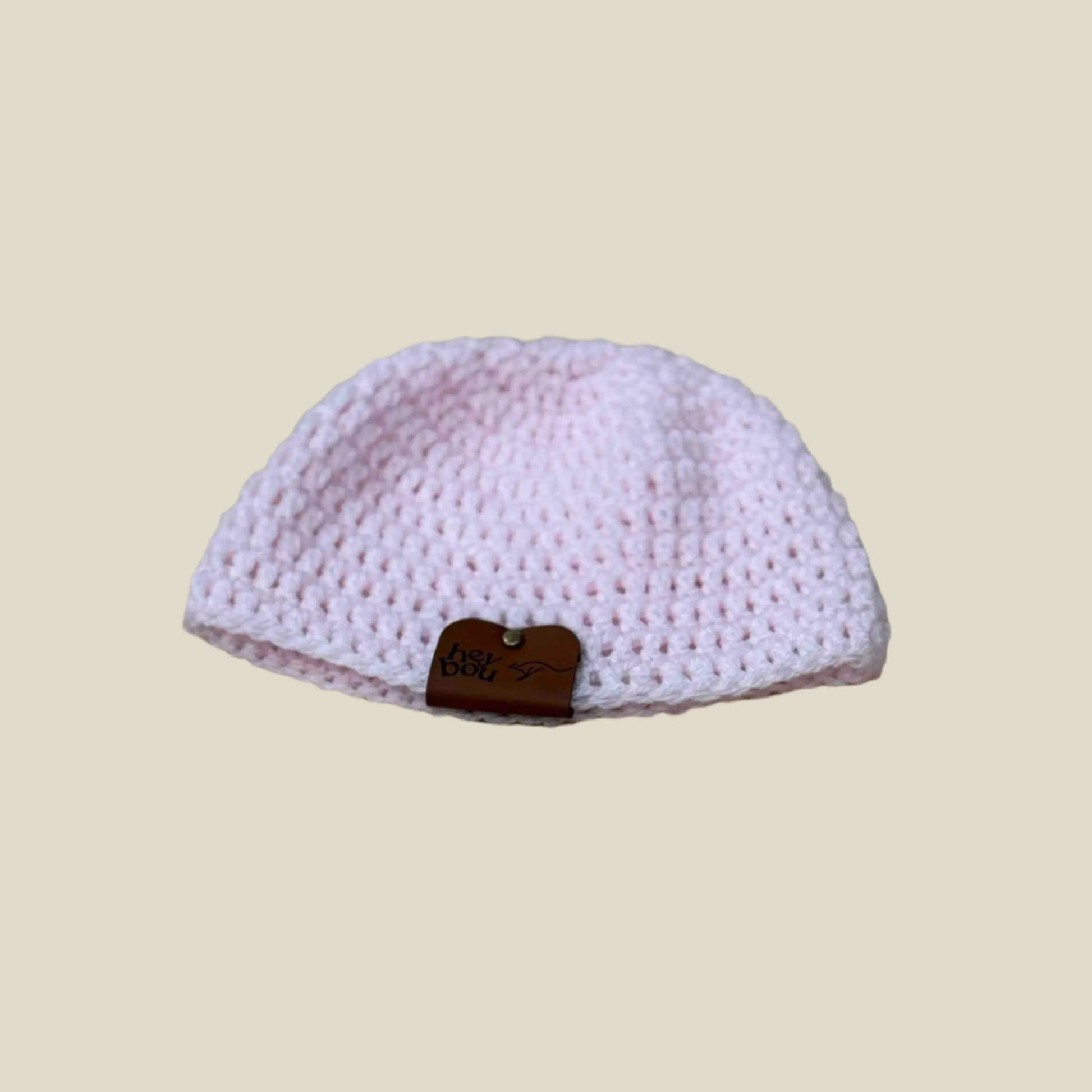Pale Pink Double Crochet Child Beanie 41-55cm H 14cm HeyBou - Made by Lisa