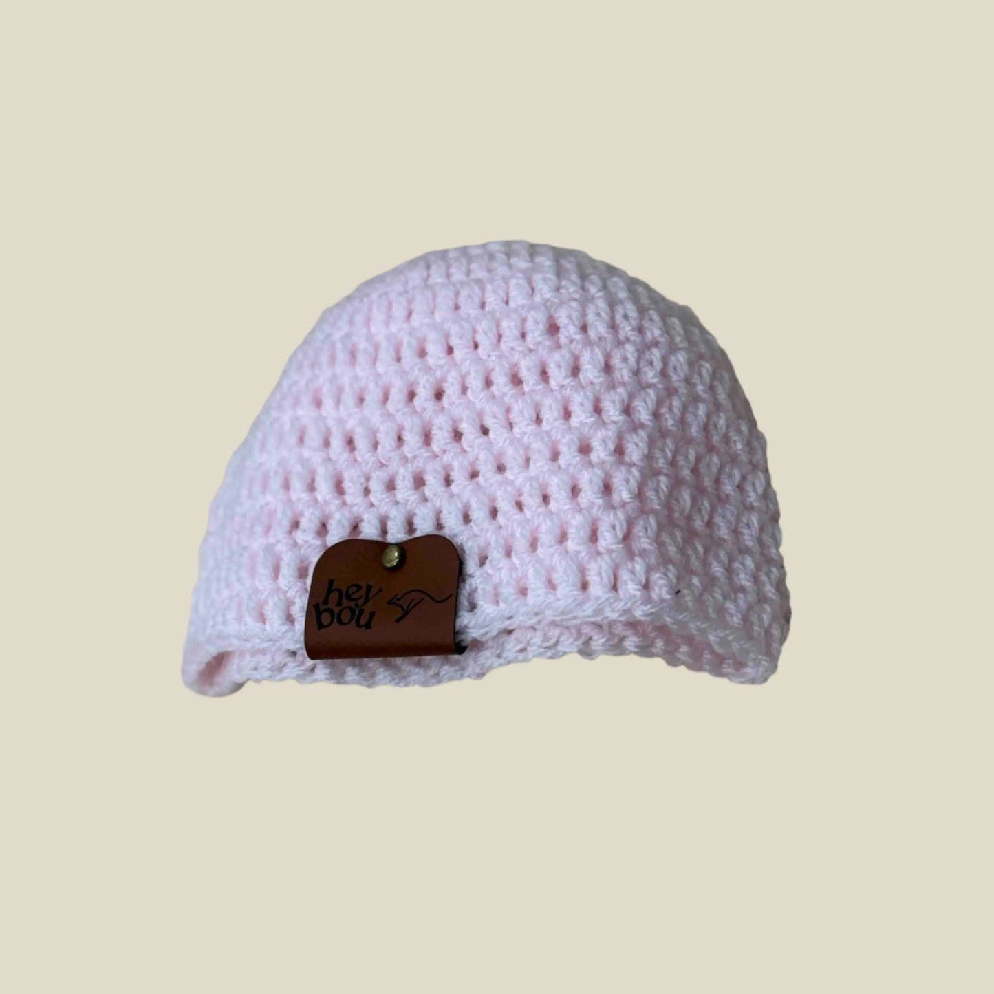 Pale Pink Double Crochet Child Beanie 41-55cm H 14cm HeyBou - Made by Lisa