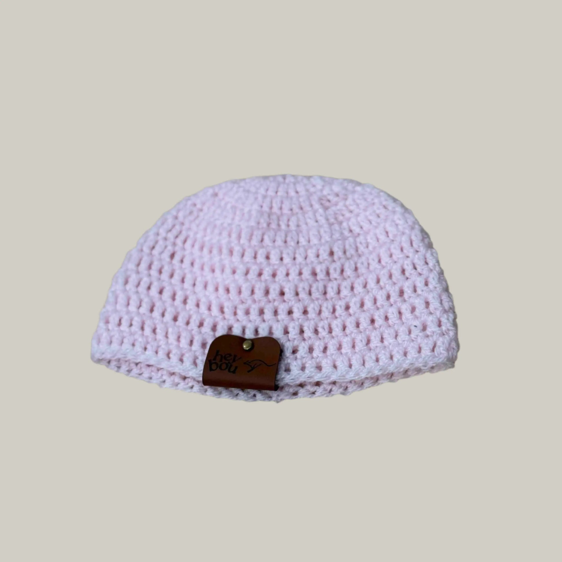Pale Pink Treble Crochet Premie Baby Beanie 30-41cm H 12.5cm HeyBou - Made by Lisa