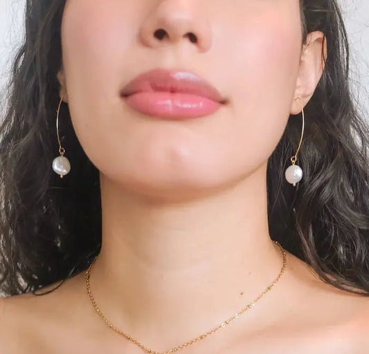 Perla Pearl Hook Earrings Arete