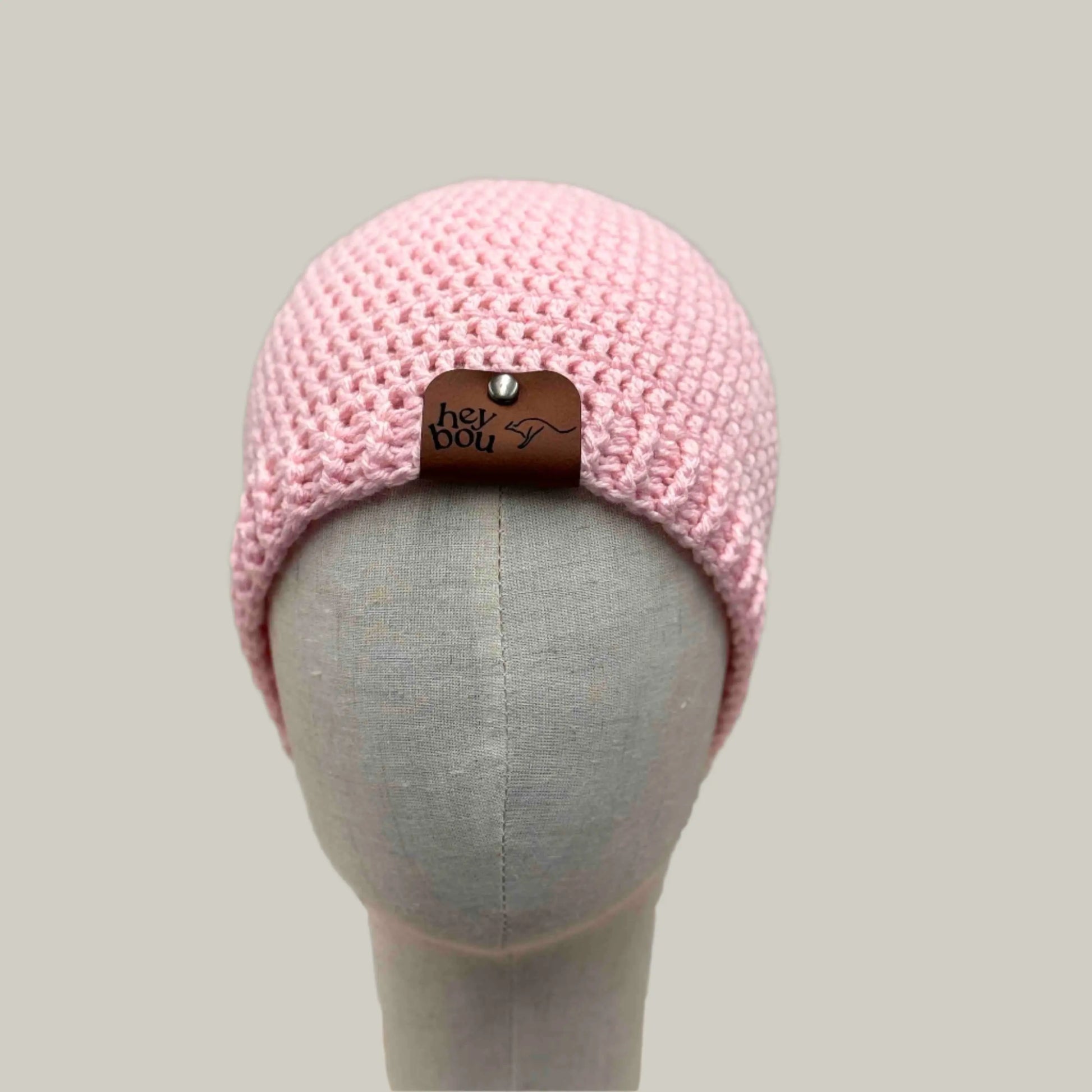Pink Child Beanie 1 Inch Rib (video) 42-50cm H 19cm HeyBou