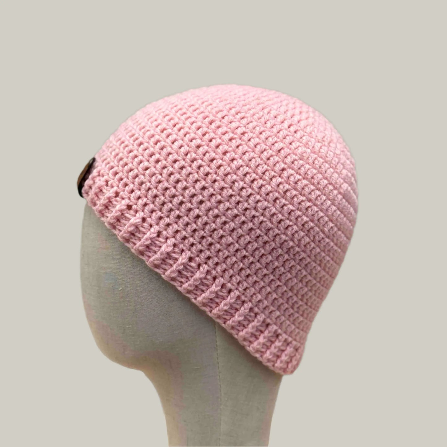 Pink Child Beanie 1 Inch Rib (video) 42-50cm H 19cm HeyBou