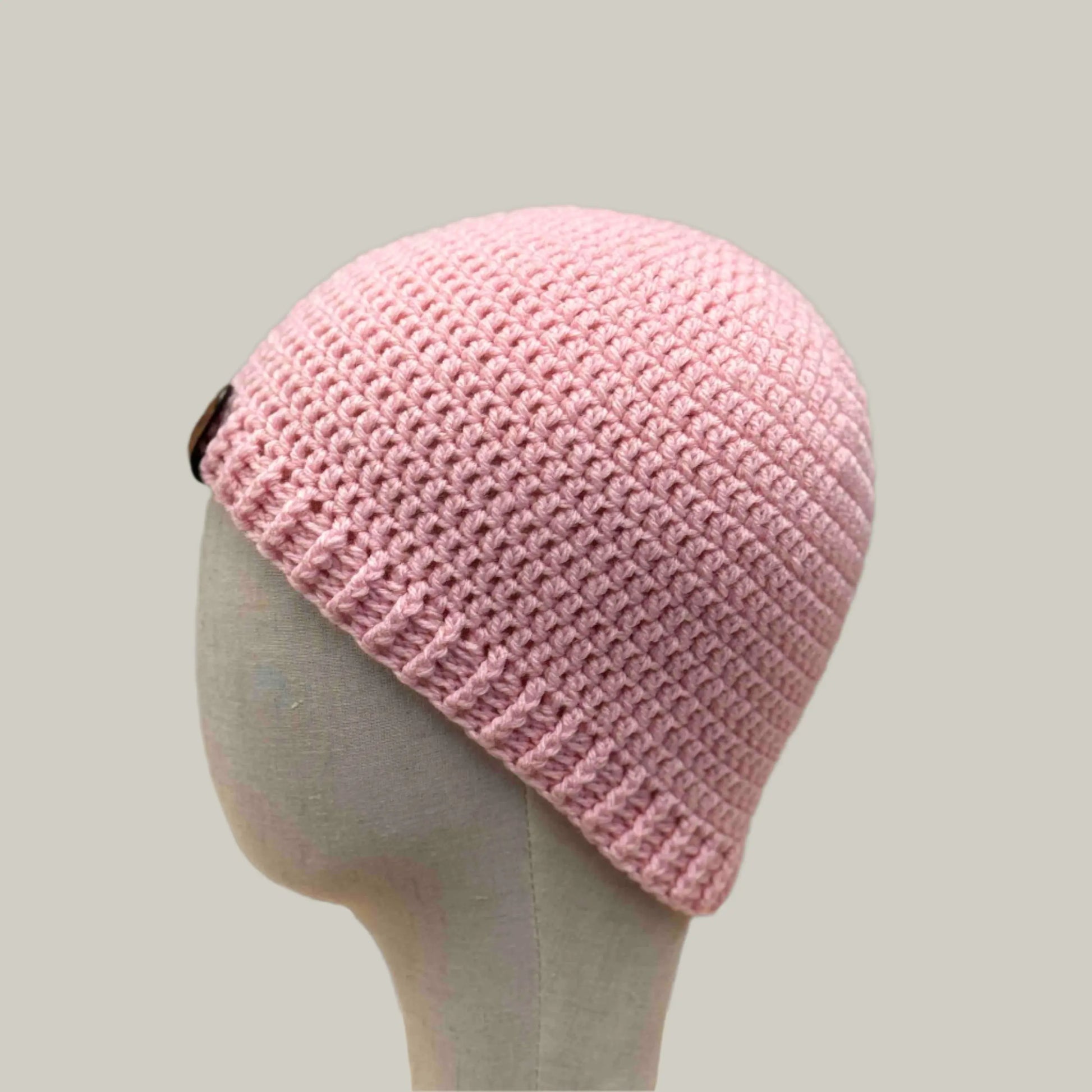 Pink Child Beanie 1 Inch Rib (video) 42-50cm H 19cm HeyBou