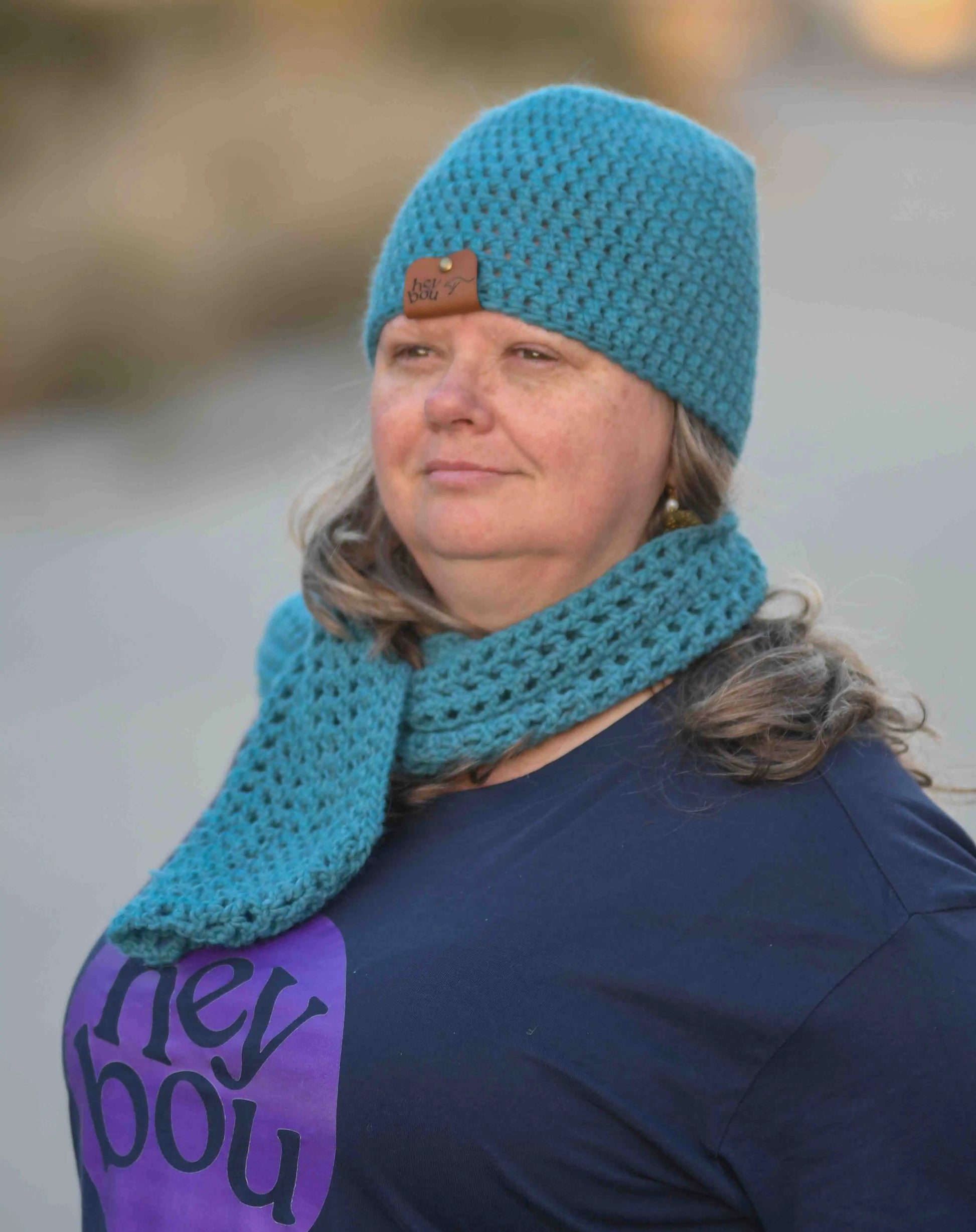 Primo Teal Double Crochet Scarf 102cm x 16cm HeyBou - Made by Lisa