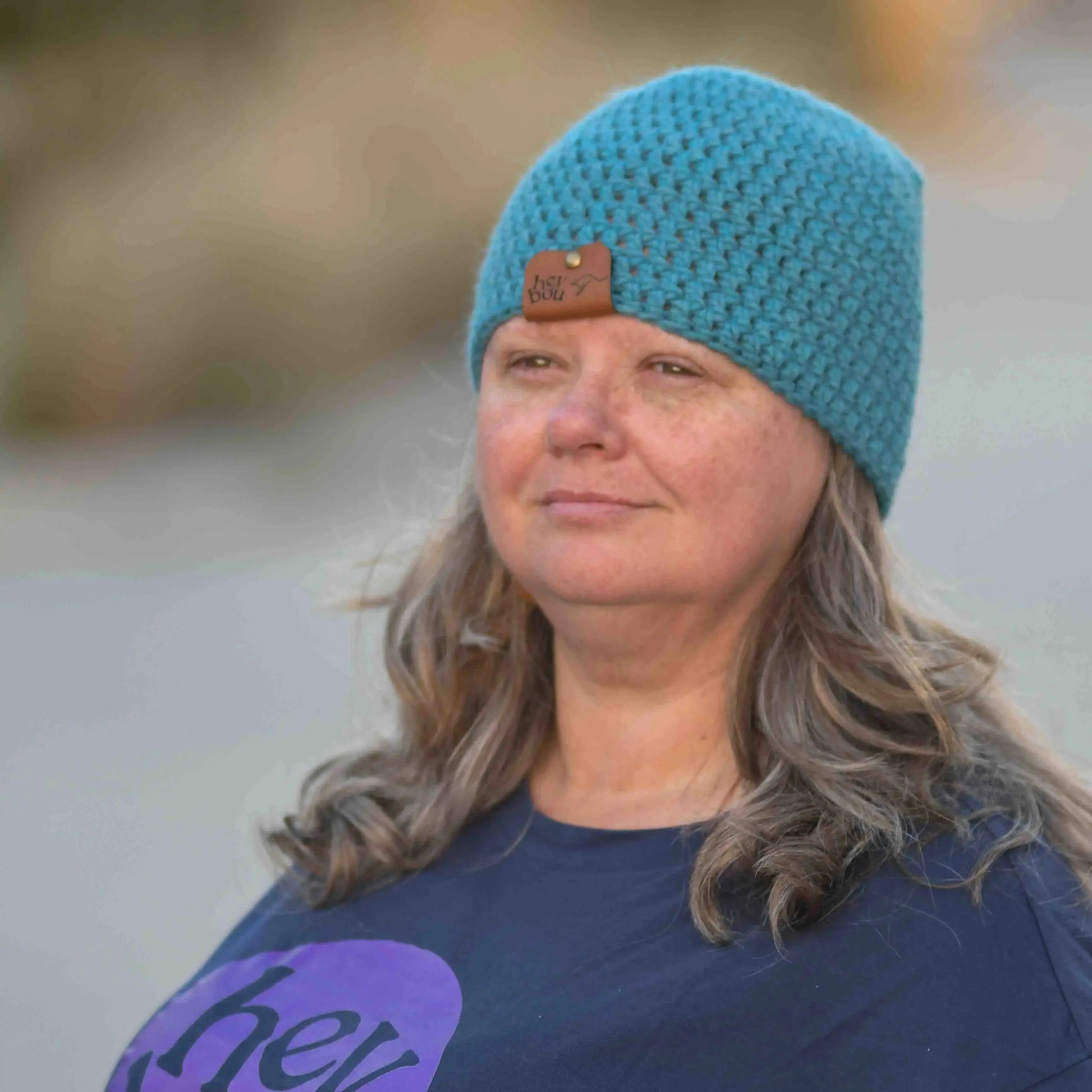 Primo Teal Double Crochet Bulky Adult Beanie 51-68cm H 22cm HeyBou - Made by Lisa