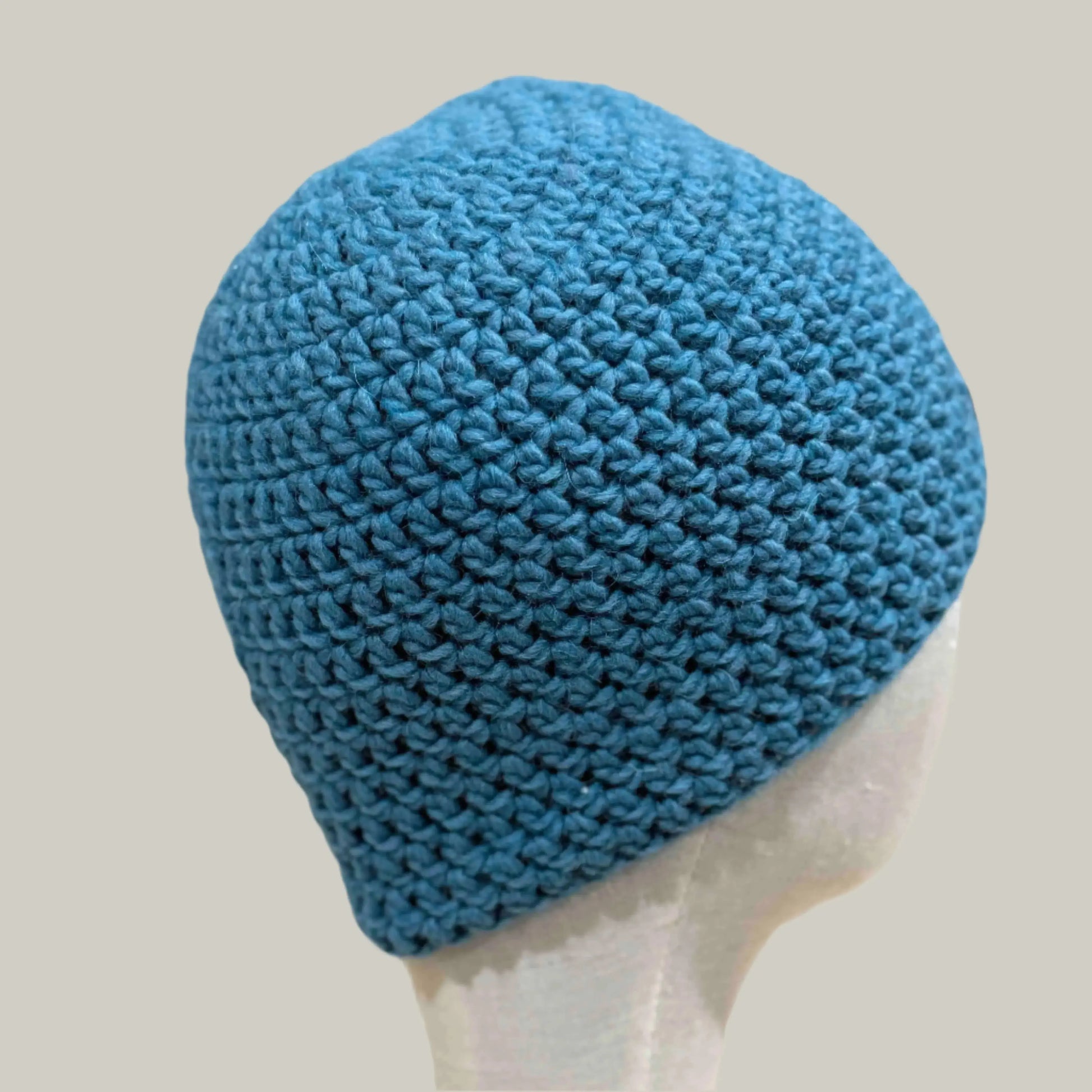 Primo Teal Double Crochet Bulky Adult Beanie 51-68cm H 22cm HeyBou - Made by Lisa