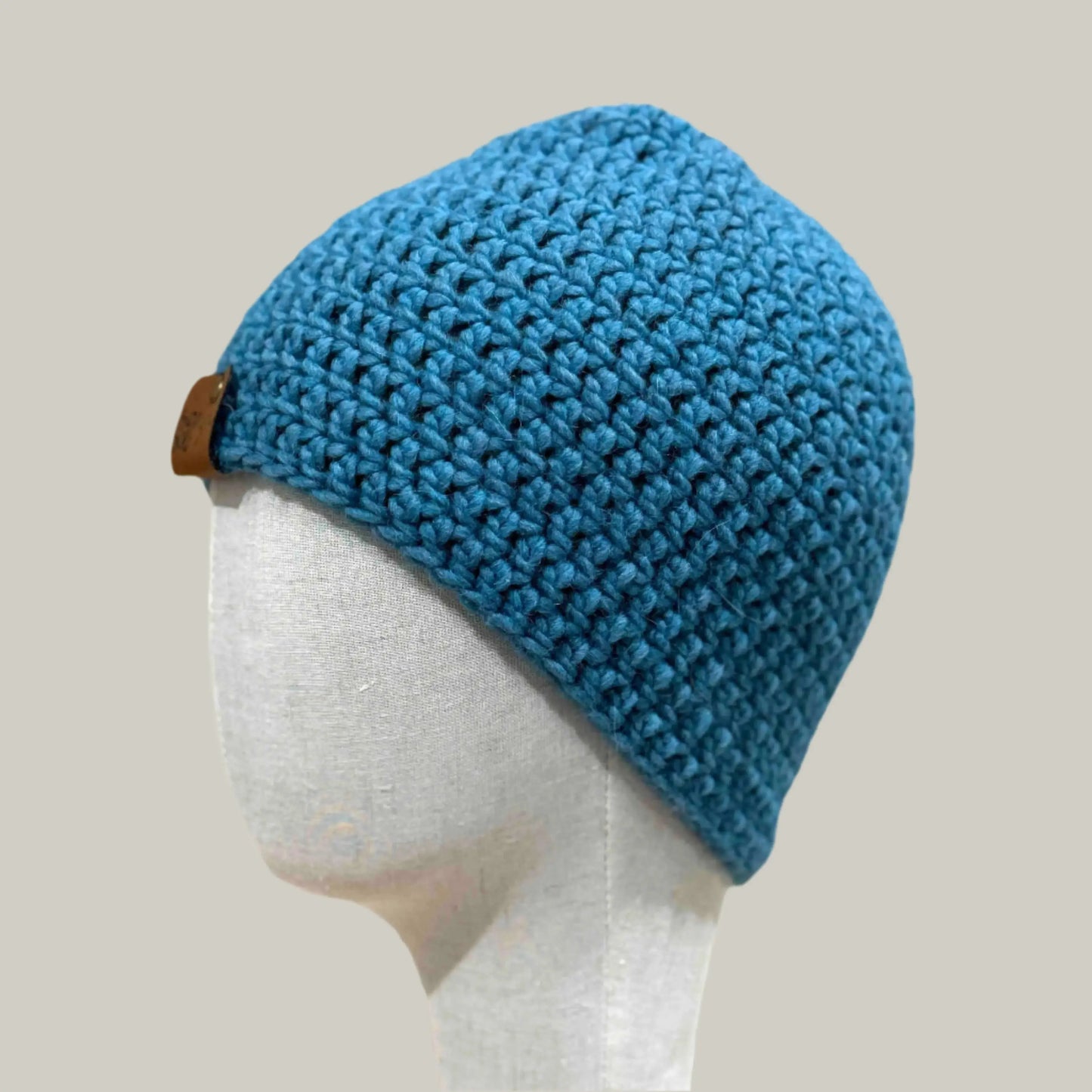 Primo Teal Double Crochet Bulky Adult Beanie 51-68cm H 22cm HeyBou - Made by Lisa