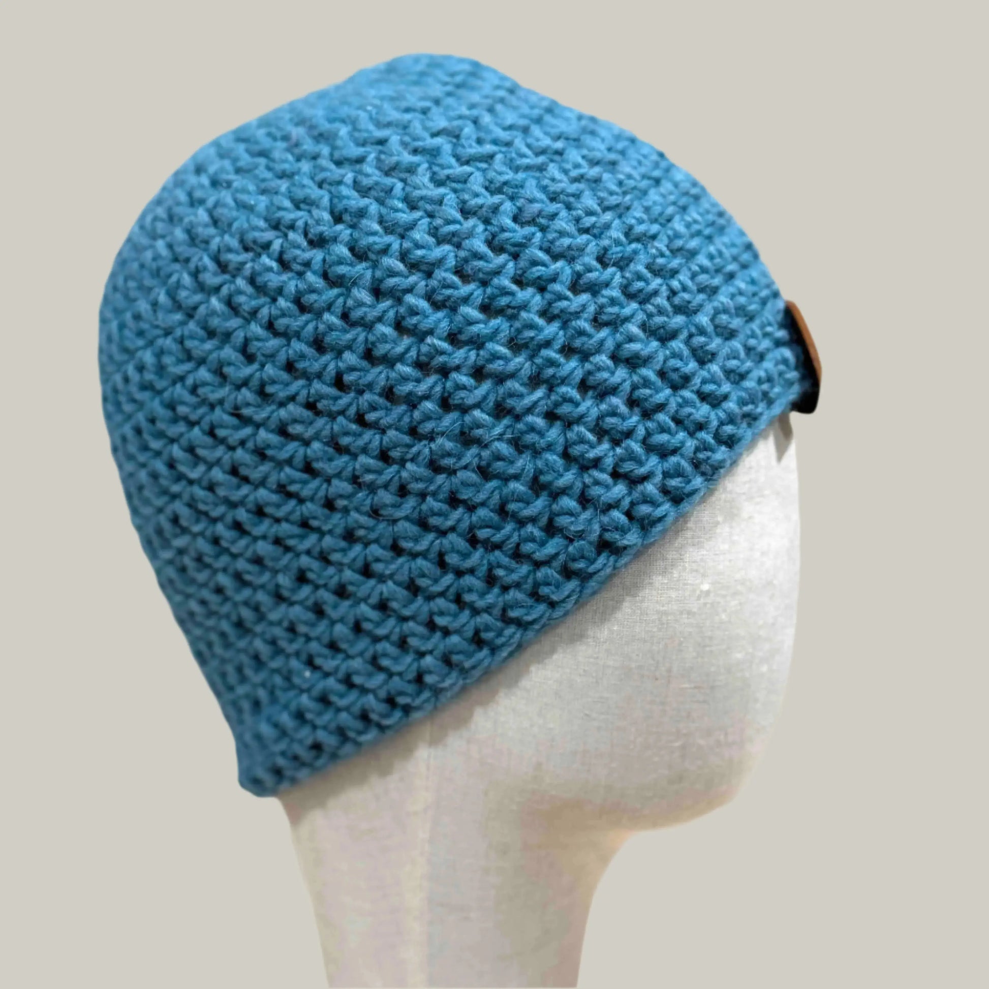 Primo Teal Double Crochet Bulky Adult Beanie 51-68cm H 22cm HeyBou - Made by Lisa