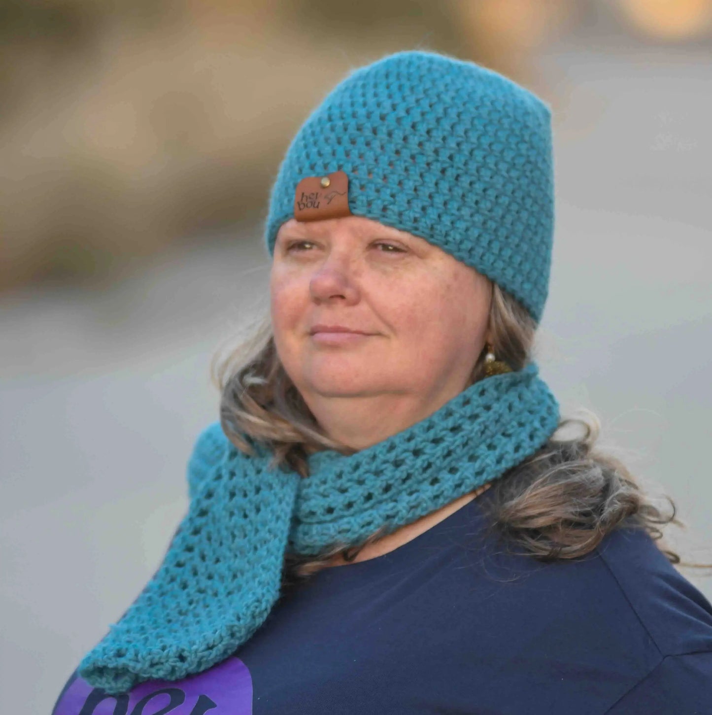 Primo Teal Double Crochet Bulky Adult Beanie 51-68cm H 22cm HeyBou - Made by Lisa