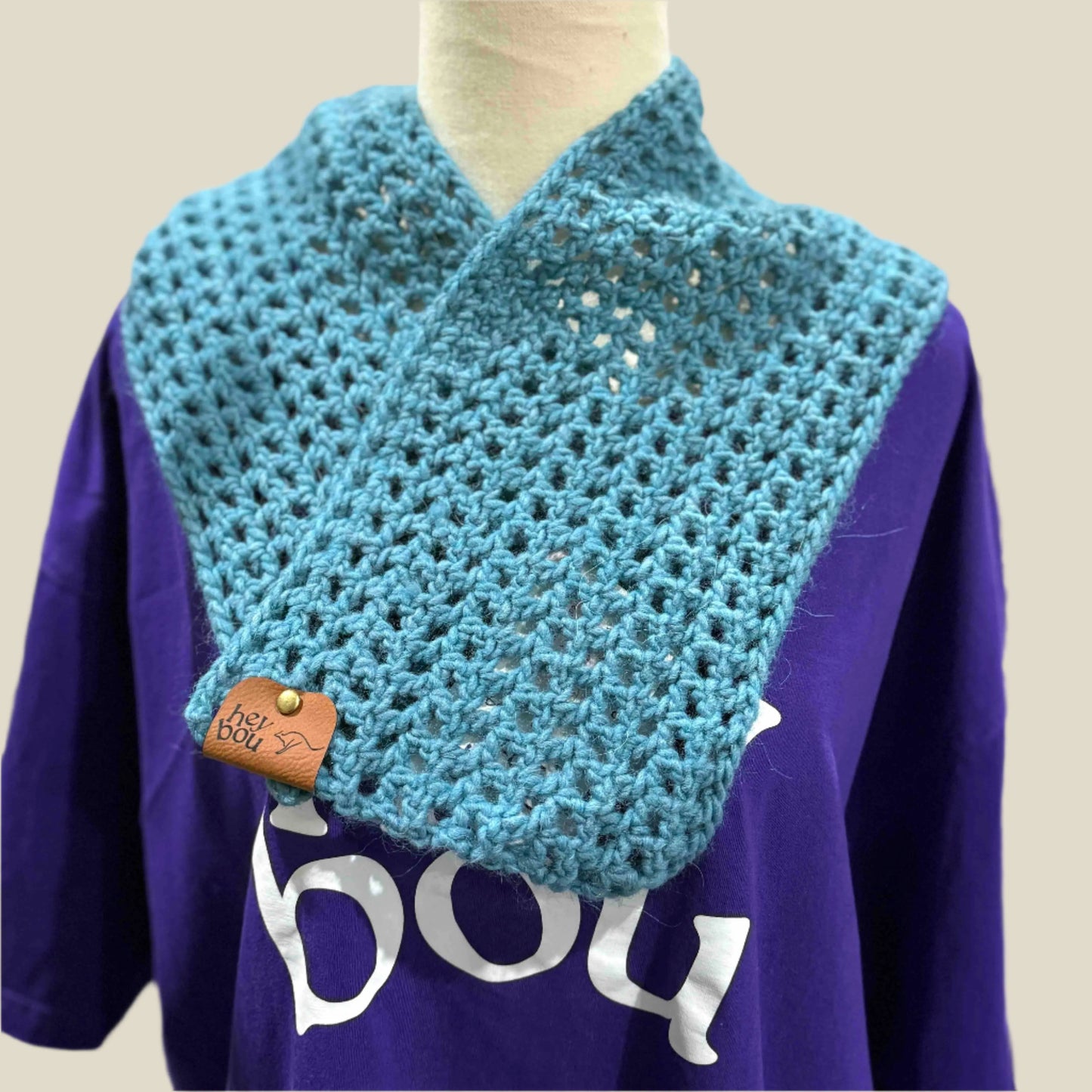 Primo Teal Double Crochet Scarf 102cm x 16cm HeyBou - Made by Lisa