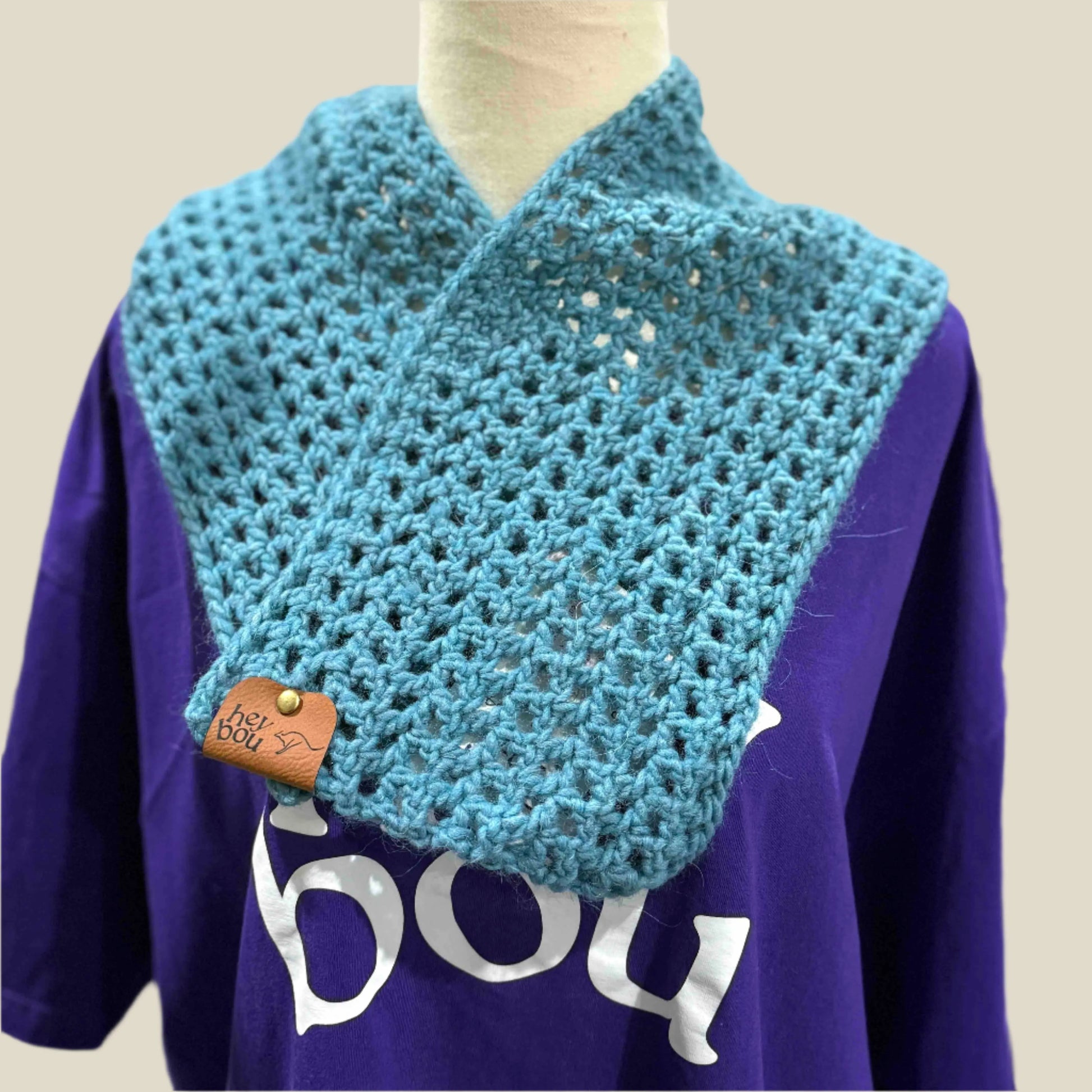 Primo Teal Double Crochet Scarf 102cm x 16cm HeyBou - Made by Lisa