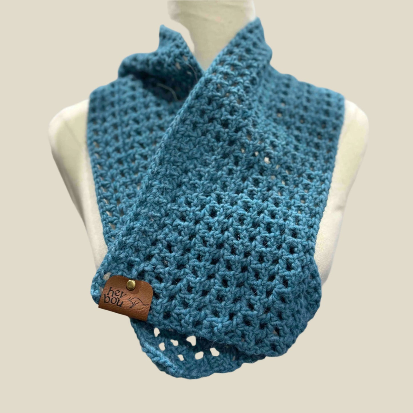 Primo Teal Double Crochet Scarf 102cm x 16cm HeyBou - Made by Lisa