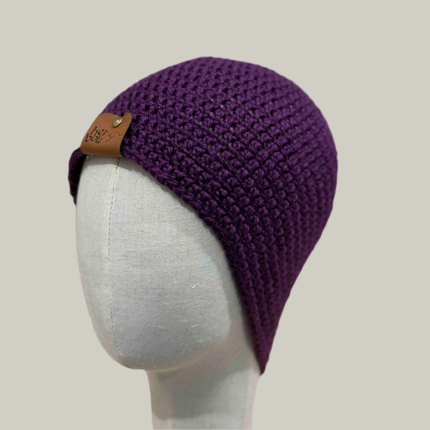 Purple Double Crochet Long Adult Beanie 51-62cm H 23cm HeyBou