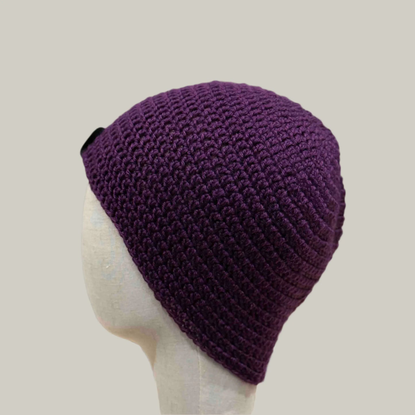 Purple Double Crochet Long Adult Beanie 51-62cm H 23cm HeyBou