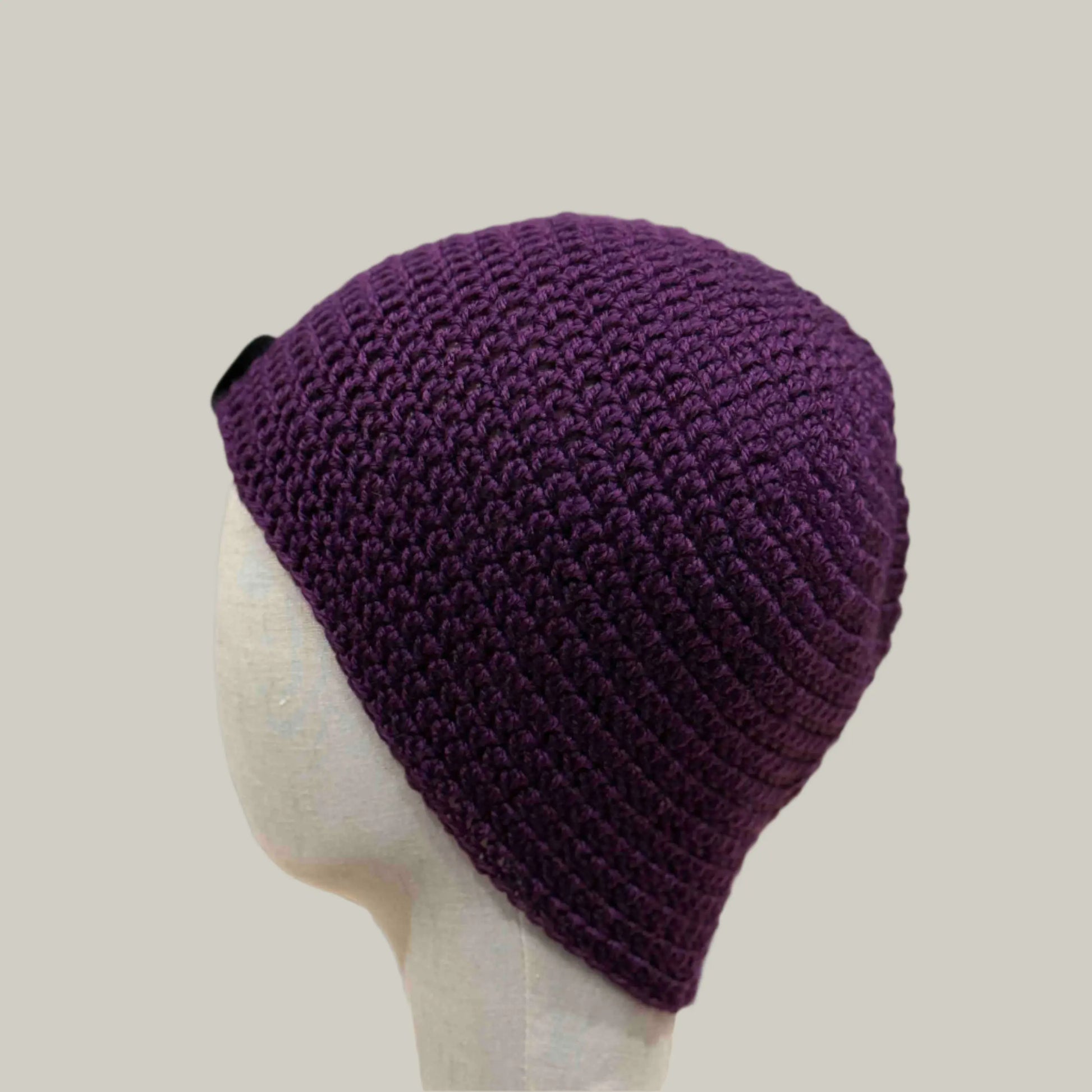 Purple Double Crochet Long Adult Beanie 51-62cm H 23cm HeyBou