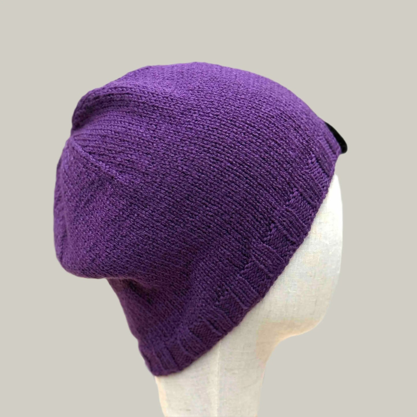 Purple Knit 1" Rib Adult Beanie 47-68cm H 24cm HeyBou