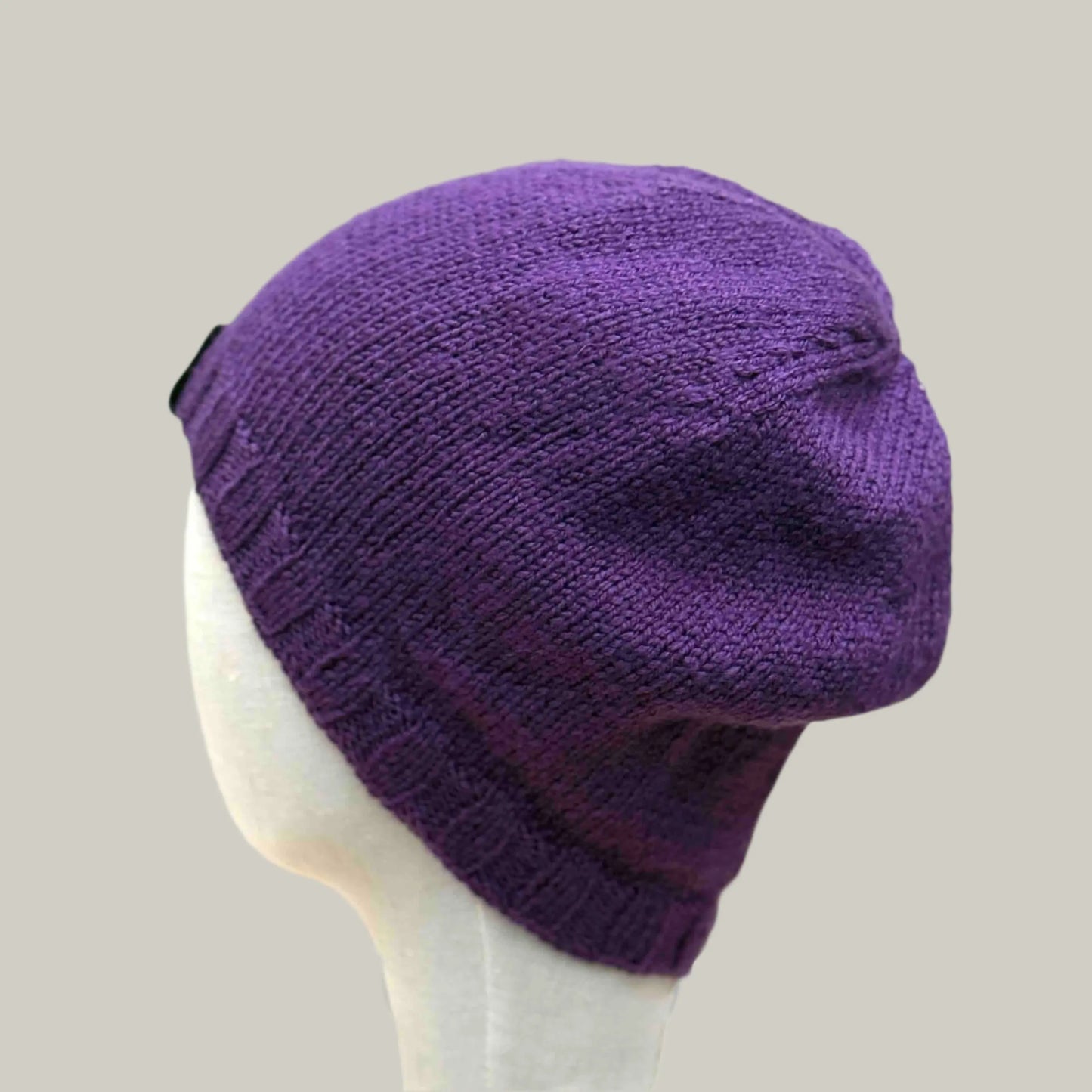 Purple Knit 1" Rib Adult Beanie 47-68cm H 24cm HeyBou