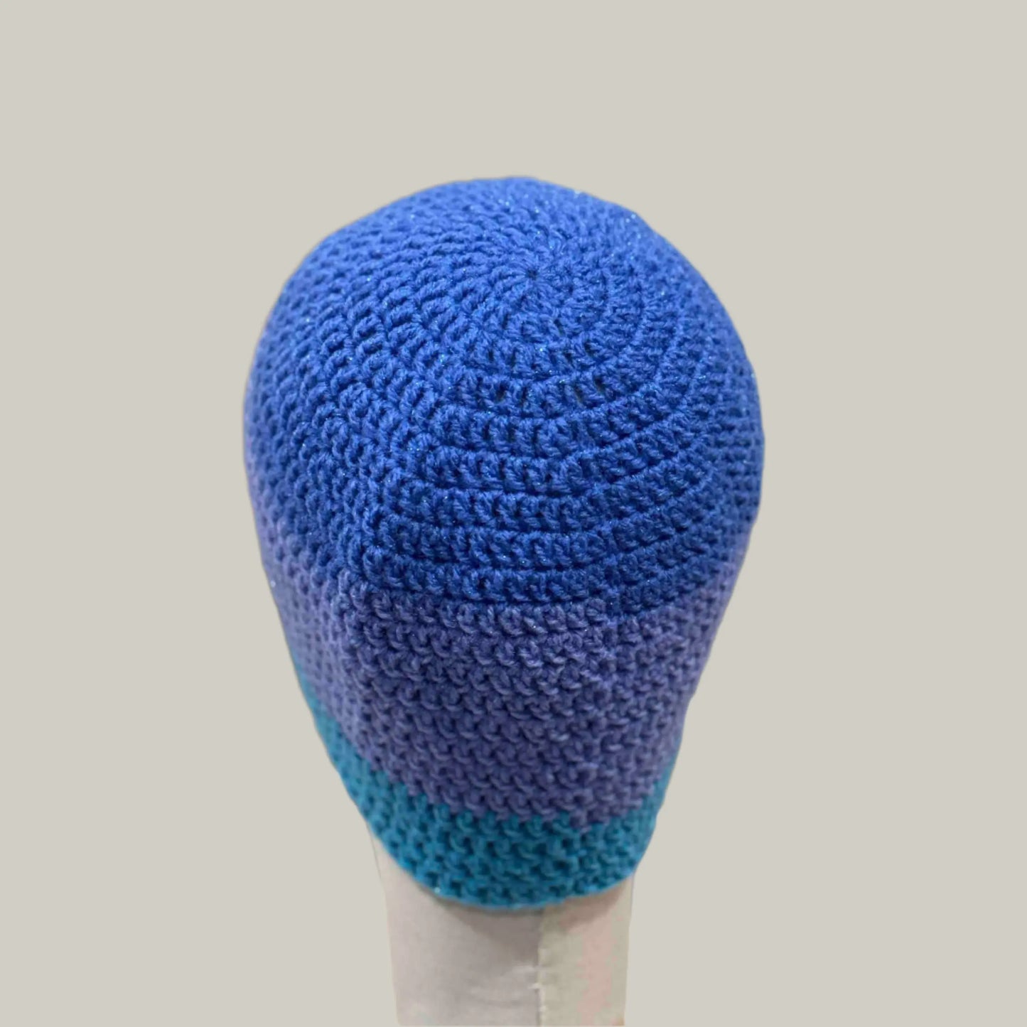 Purple Maeve Blue Double Crochet Sparkle Adult Beanie 54-72cm H 21cm HeyBou - Made by Lisa