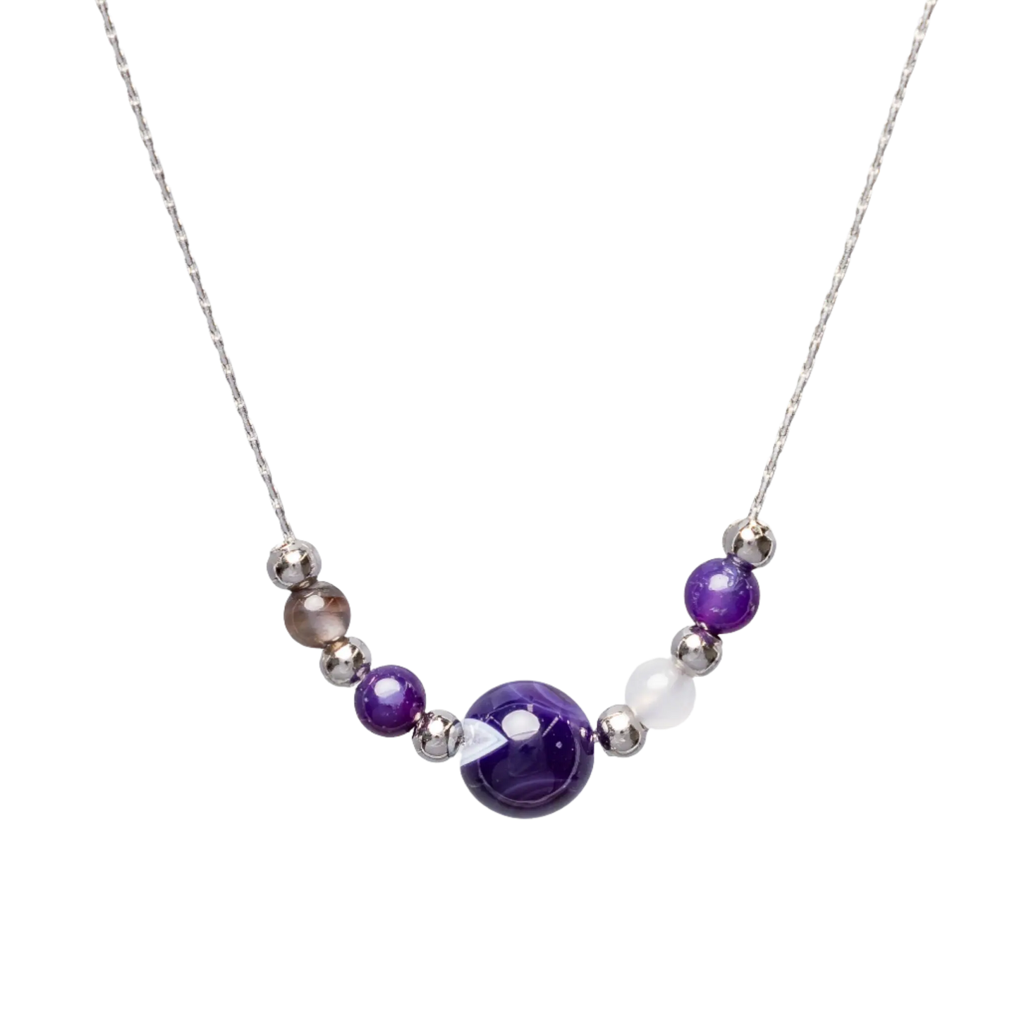 Rhodium Agate Necklaces Hey Bou