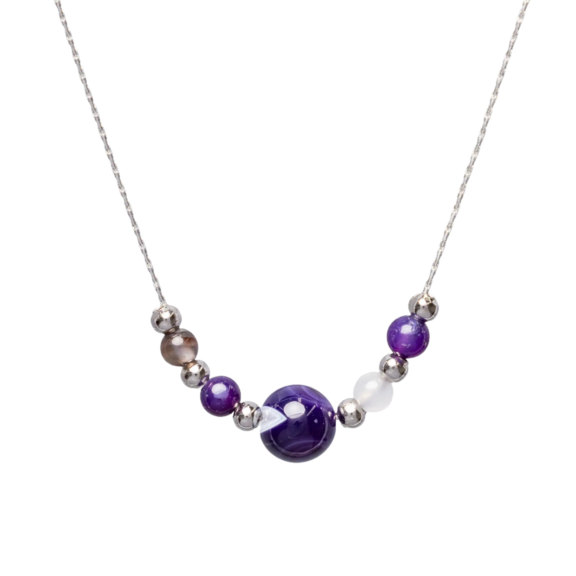 Rhodium Agate Necklaces Hey Bou