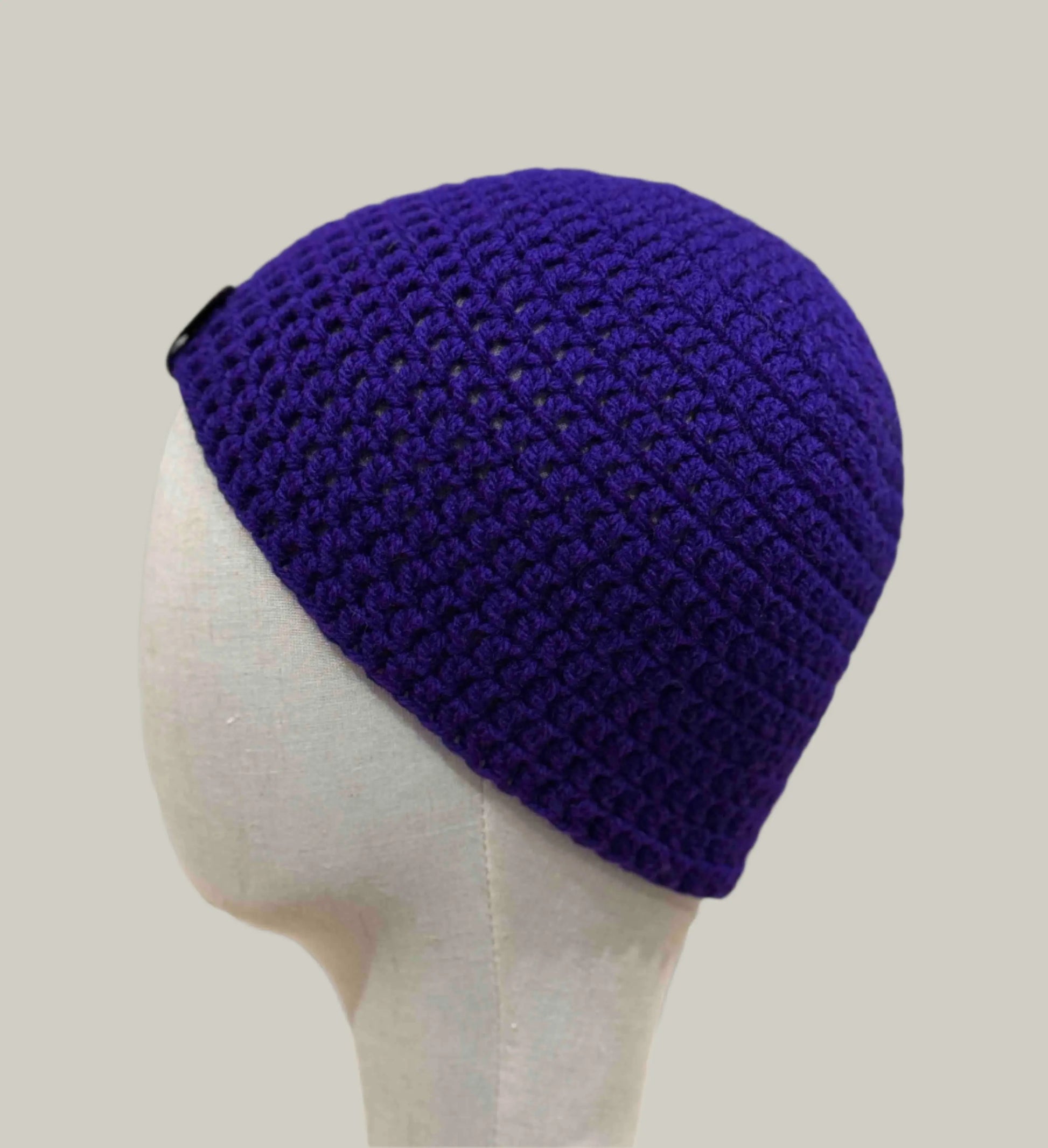 Purple Double Crochet Adult Beanie 47-57cm H 19cm HeyBou