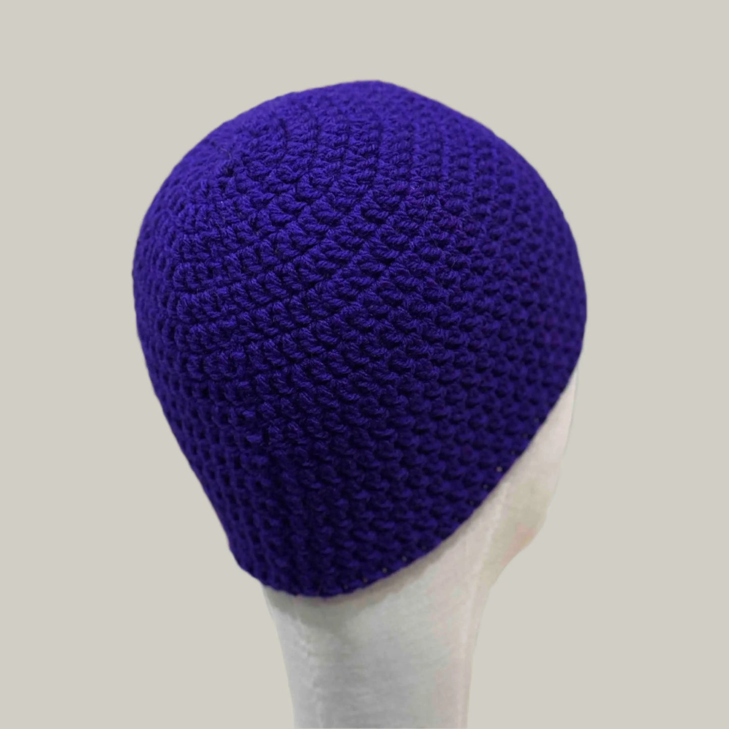 Purple Double Crochet Adult Beanie 47-57cm H 19cm HeyBou