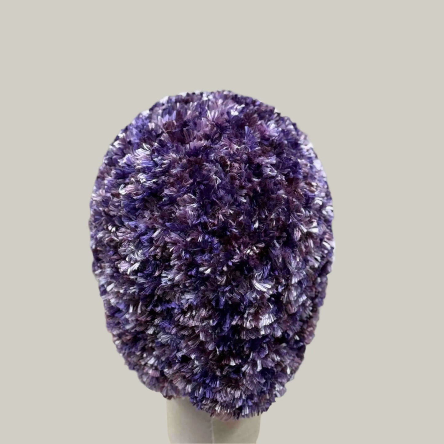 Purple Fluffy Knitted XL Adult Beanie 59-75cm H 19cm HeyBou - Made by Lisa