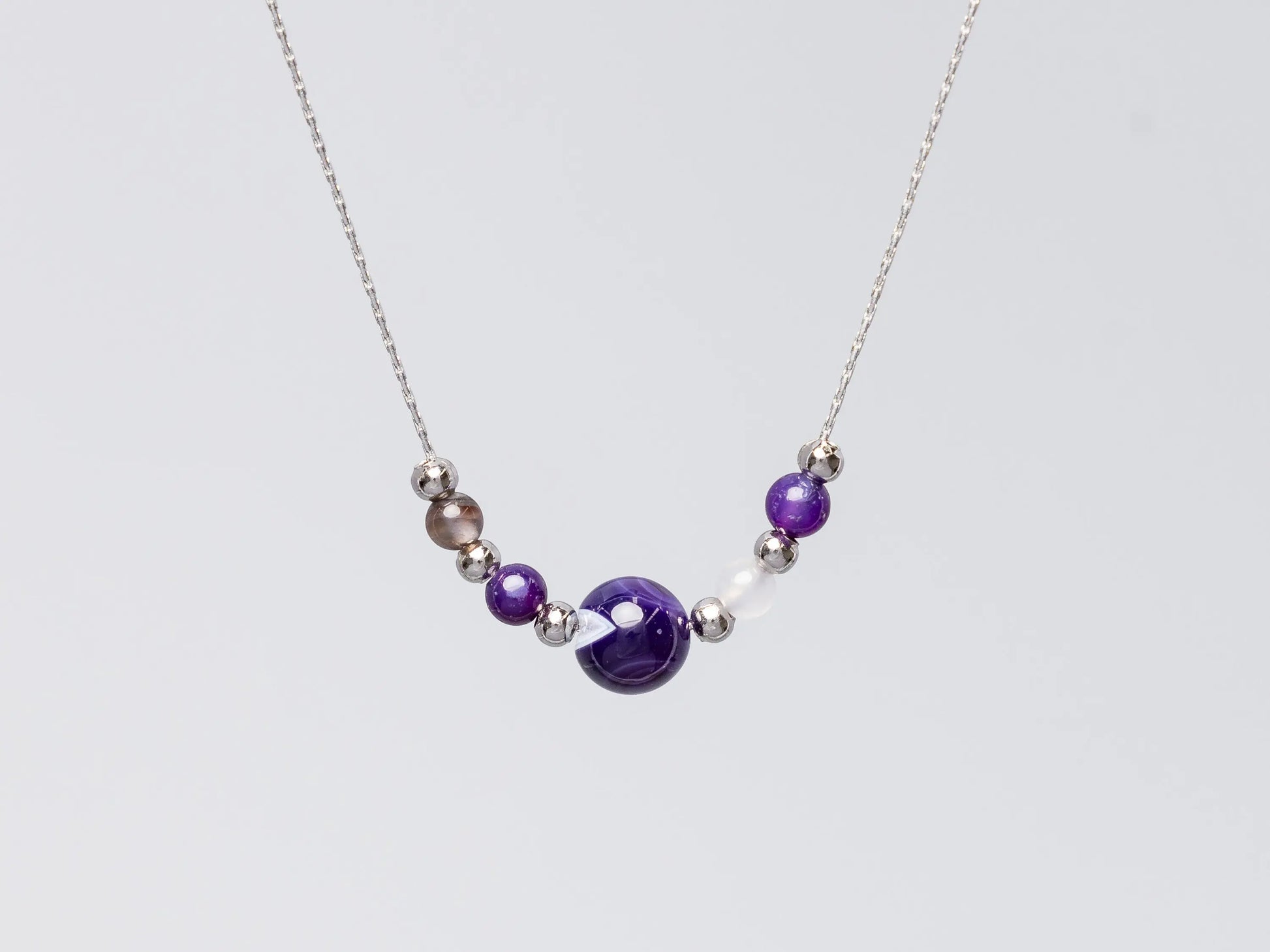 Rhodium Agate Necklaces Hey Bou