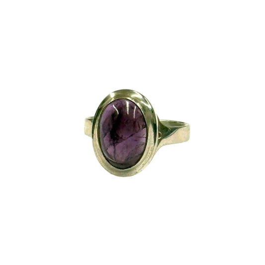 Purple Tourmaline Crystal Oval Sterling Silver Ring Hey Bou