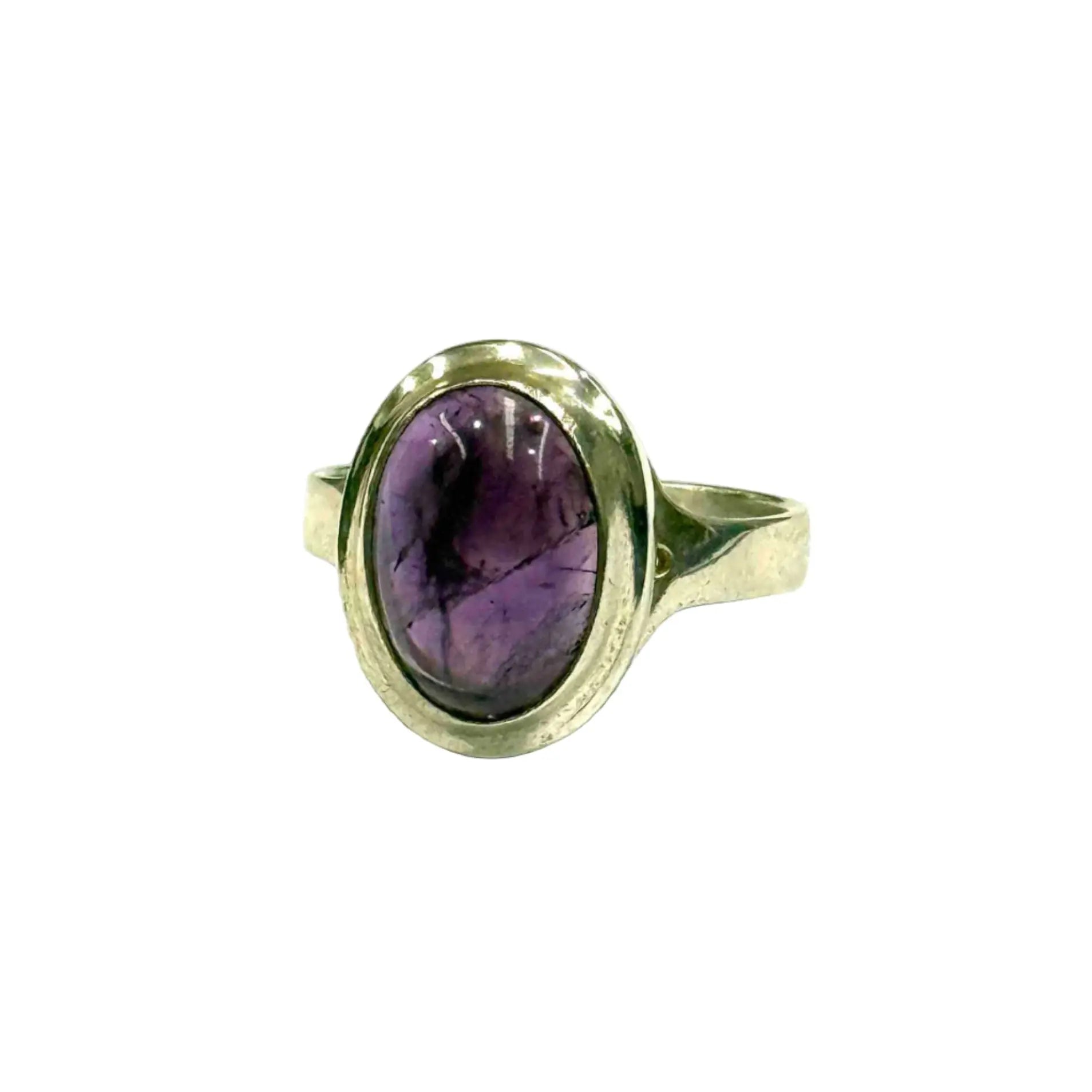 Purple Tourmaline Crystal Oval Sterling Silver Ring Hey Bou