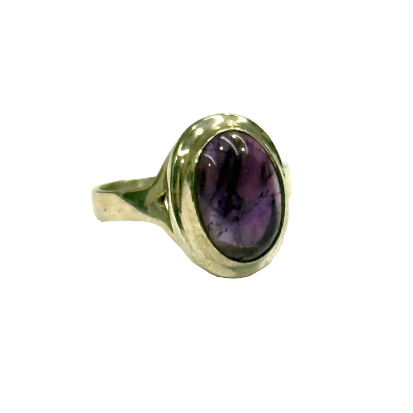 Purple Tourmaline Crystal Oval Sterling Silver Ring Hey Bou