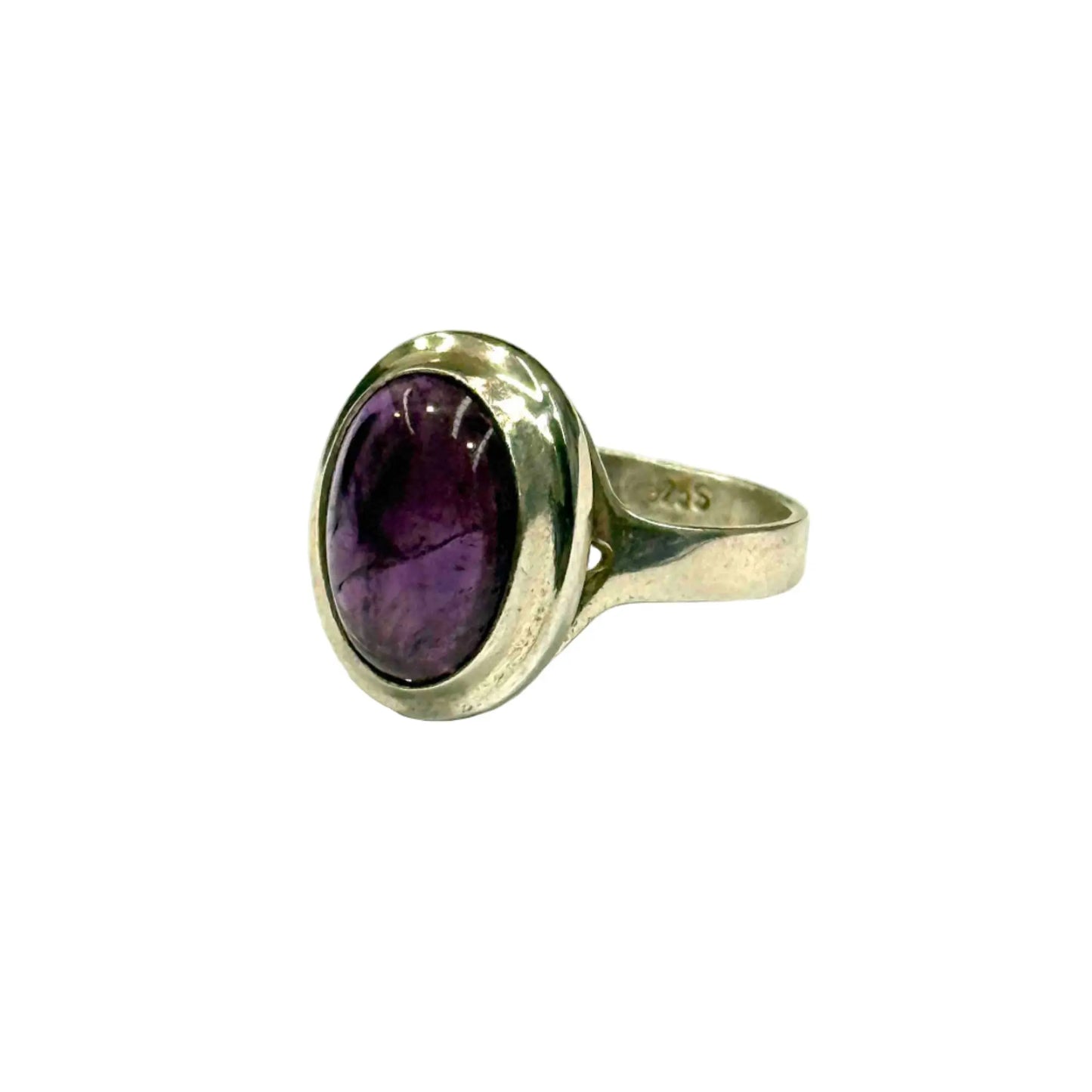 Purple Tourmaline Crystal Oval Sterling Silver Ring Hey Bou