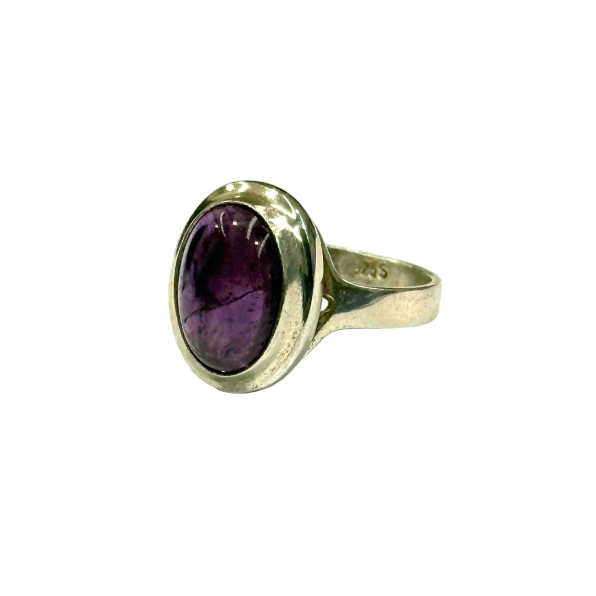 Purple Tourmaline Crystal Oval Sterling Silver Ring Hey Bou