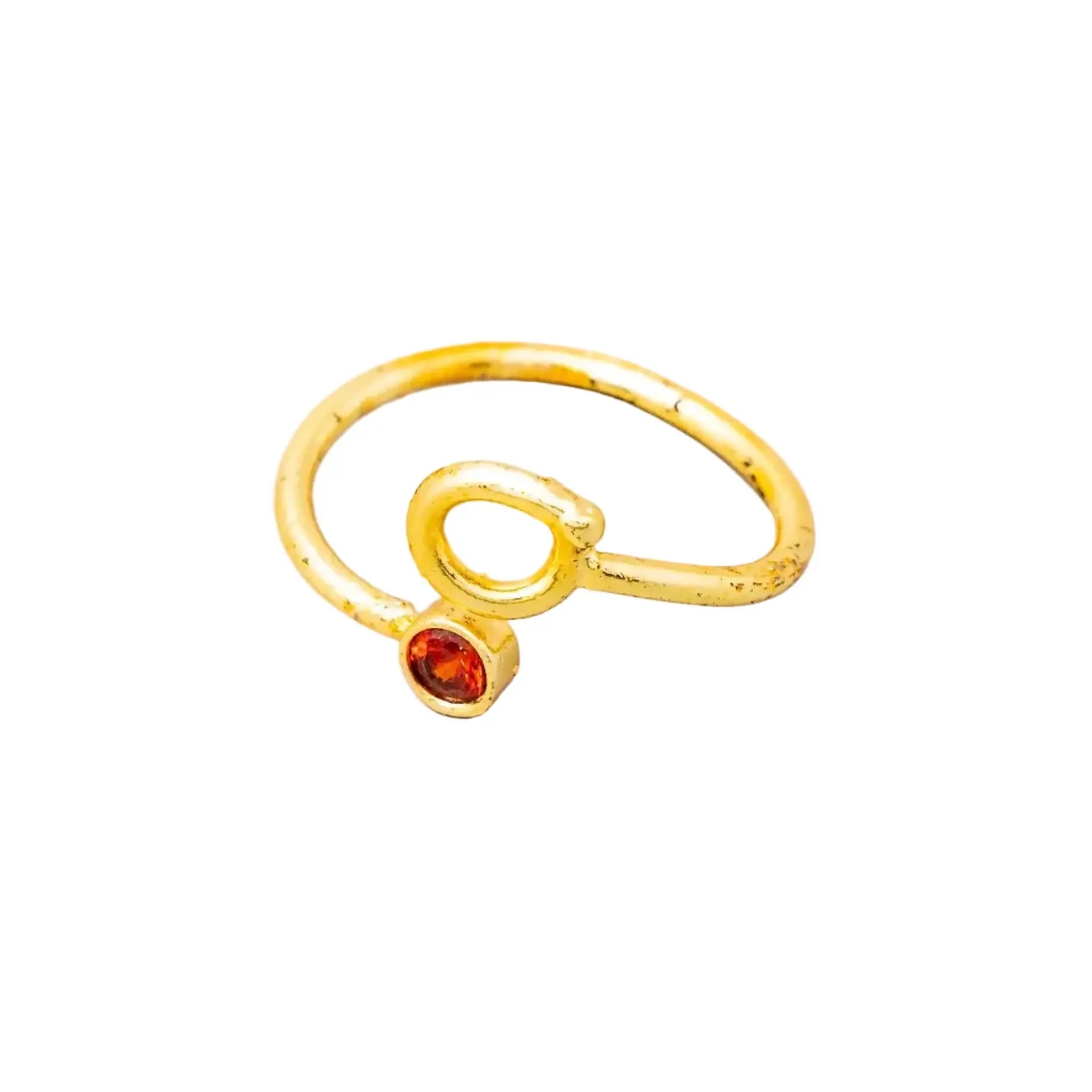 Gold Plated Natural Red Agate O Stone Ring Hey Bou